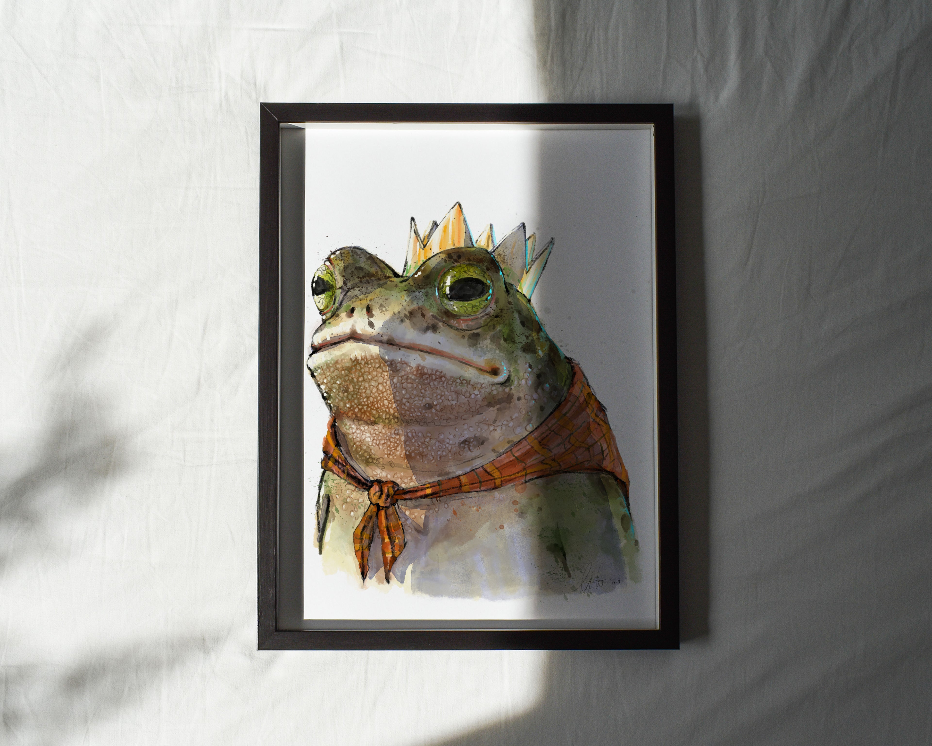 "Monarch of the Marsh" by Catherine Hébert - Toad King Watercolour Fine Art Print