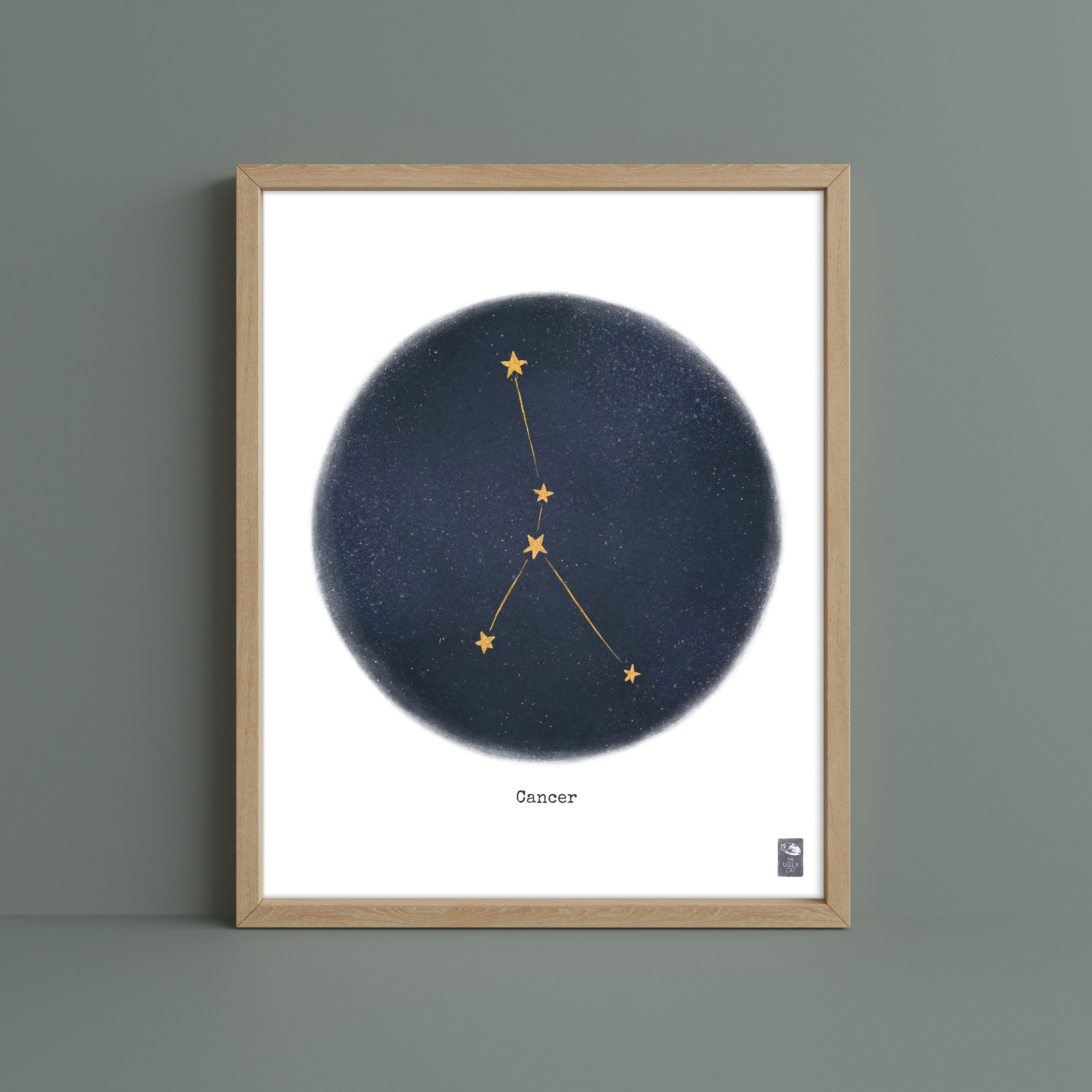 "Cancer ♋" by Catherine Hébert - Cancer Zodiac Constellation Fine Art Print – Living Room, Kids Room Decor – Gift for Boy or Girl