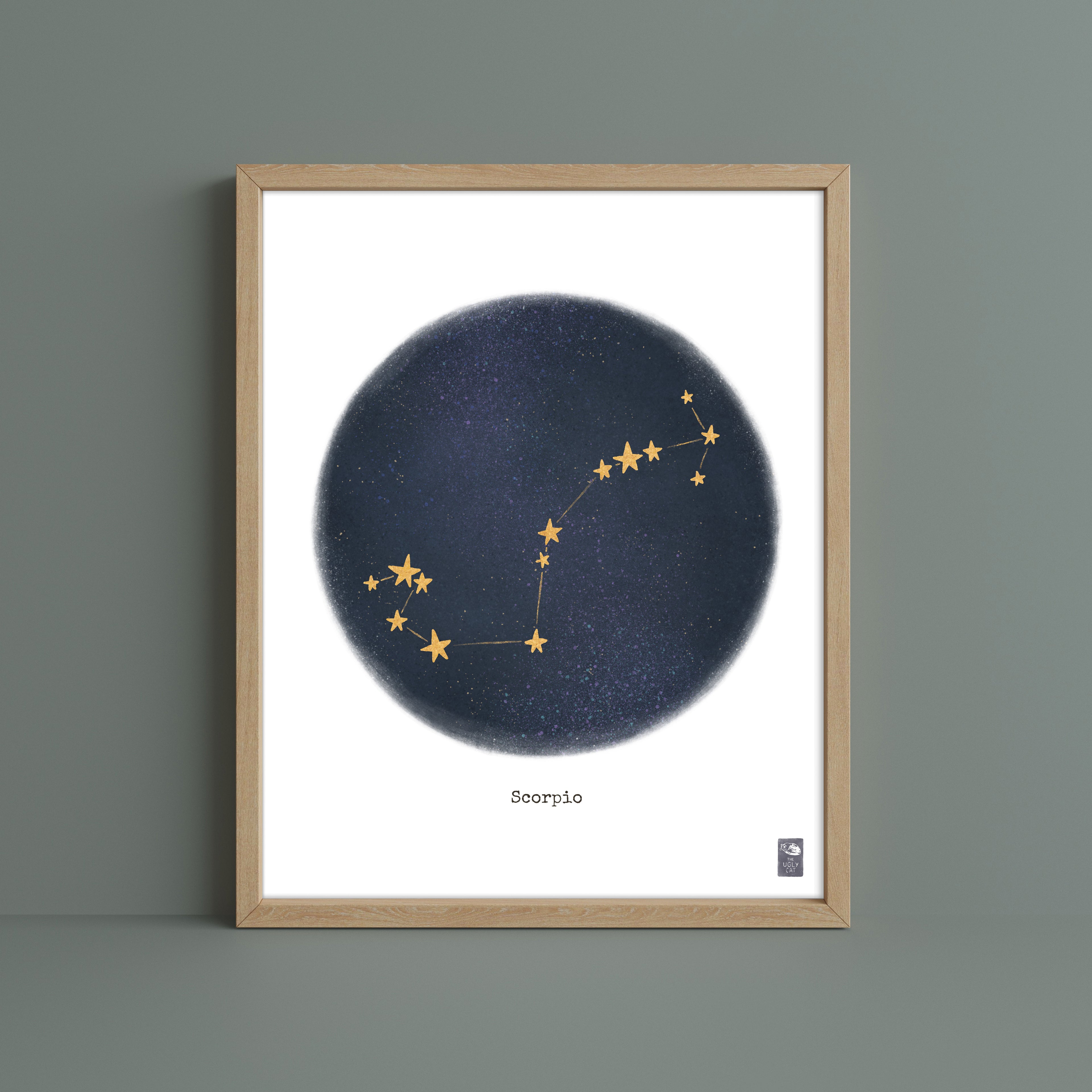"Scorpio ♏" by Catherine Hébert - Scorpio Zodiac Constellation Fine Art Print – Living Room, Kids Room Decor – Gift for Boy or Girl