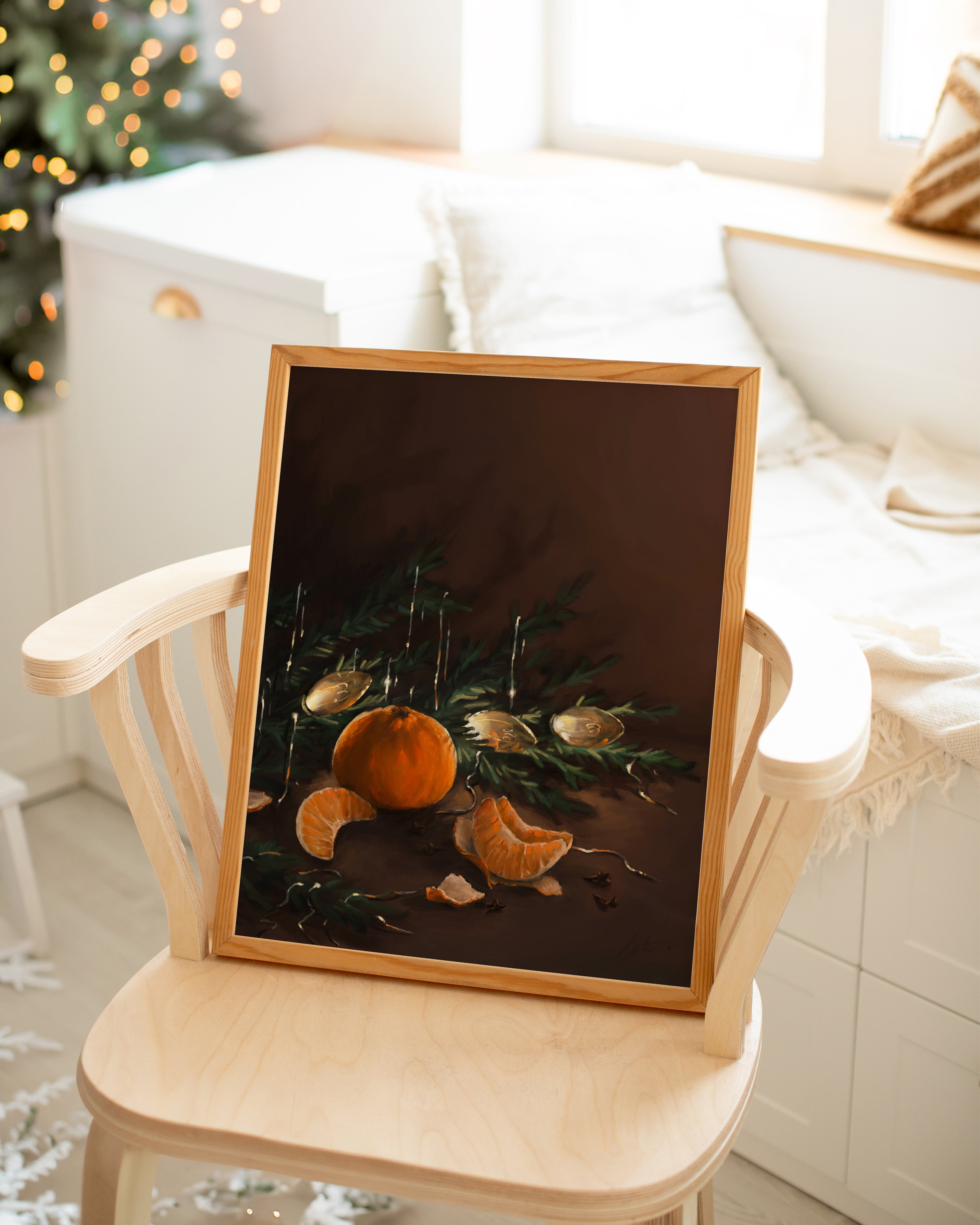 "Clementine" by Catherine Hébert - Christmas Themed Art Print – Signed Limited Edition Art Print – Floral, Holidays, Nature Wall Art – Living Room, Kitchen Decor – Gift for A…