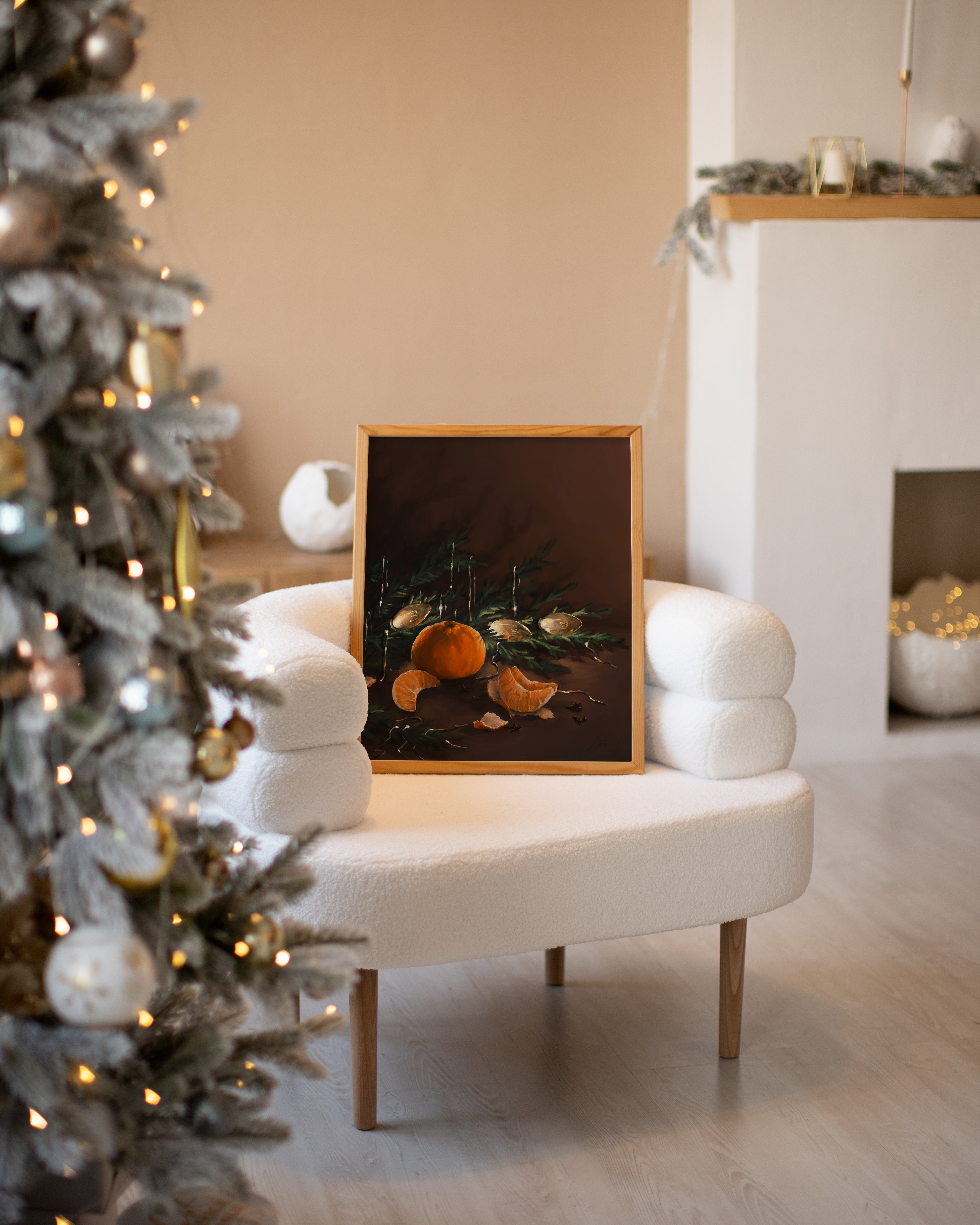 "Clementine" by Catherine Hébert - Christmas Themed Art Print – Signed Limited Edition Art Print – Floral, Holidays, Nature Wall Art – Living Room, Kitchen Decor – Gift for A…