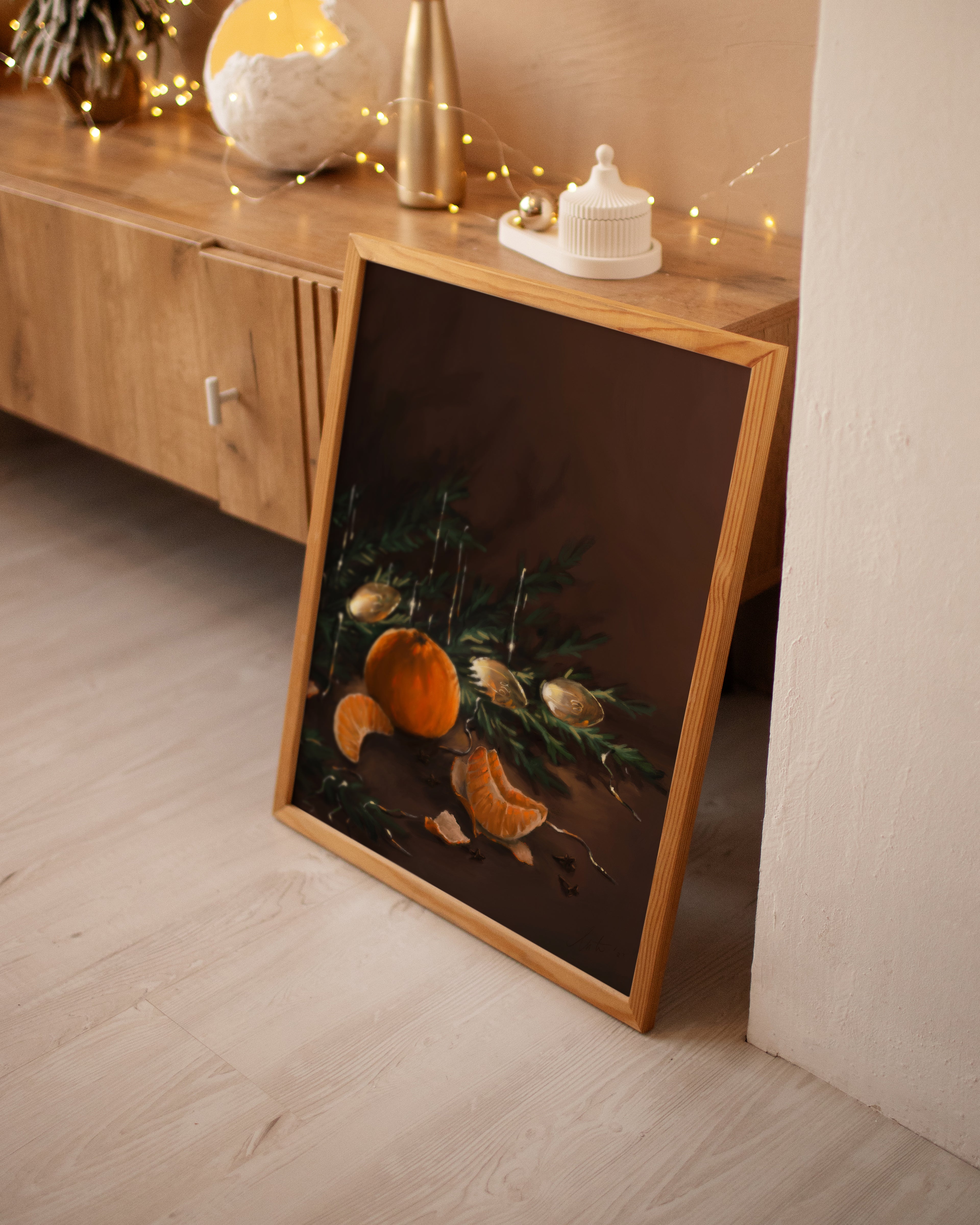 "Clementine" by Catherine Hébert - Christmas Themed Art Print – Signed Limited Edition Art Print – Floral, Holidays, Nature Wall Art – Living Room, Kitchen Decor – Gift for A…