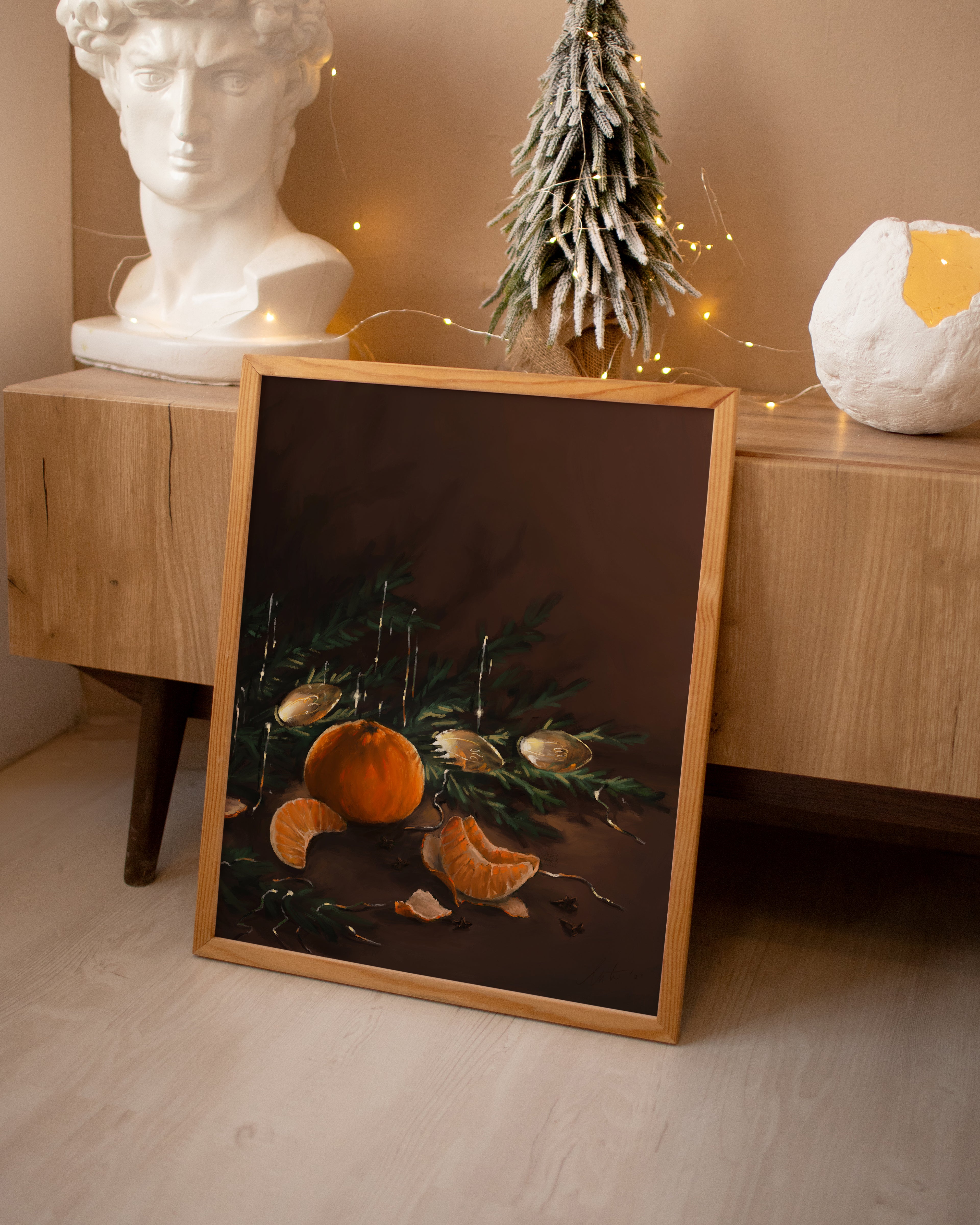 "Clementine" by Catherine Hébert - Christmas Themed Art Print – Signed Limited Edition Art Print – Floral, Holidays, Nature Wall Art – Living Room, Kitchen Decor – Gift for A…