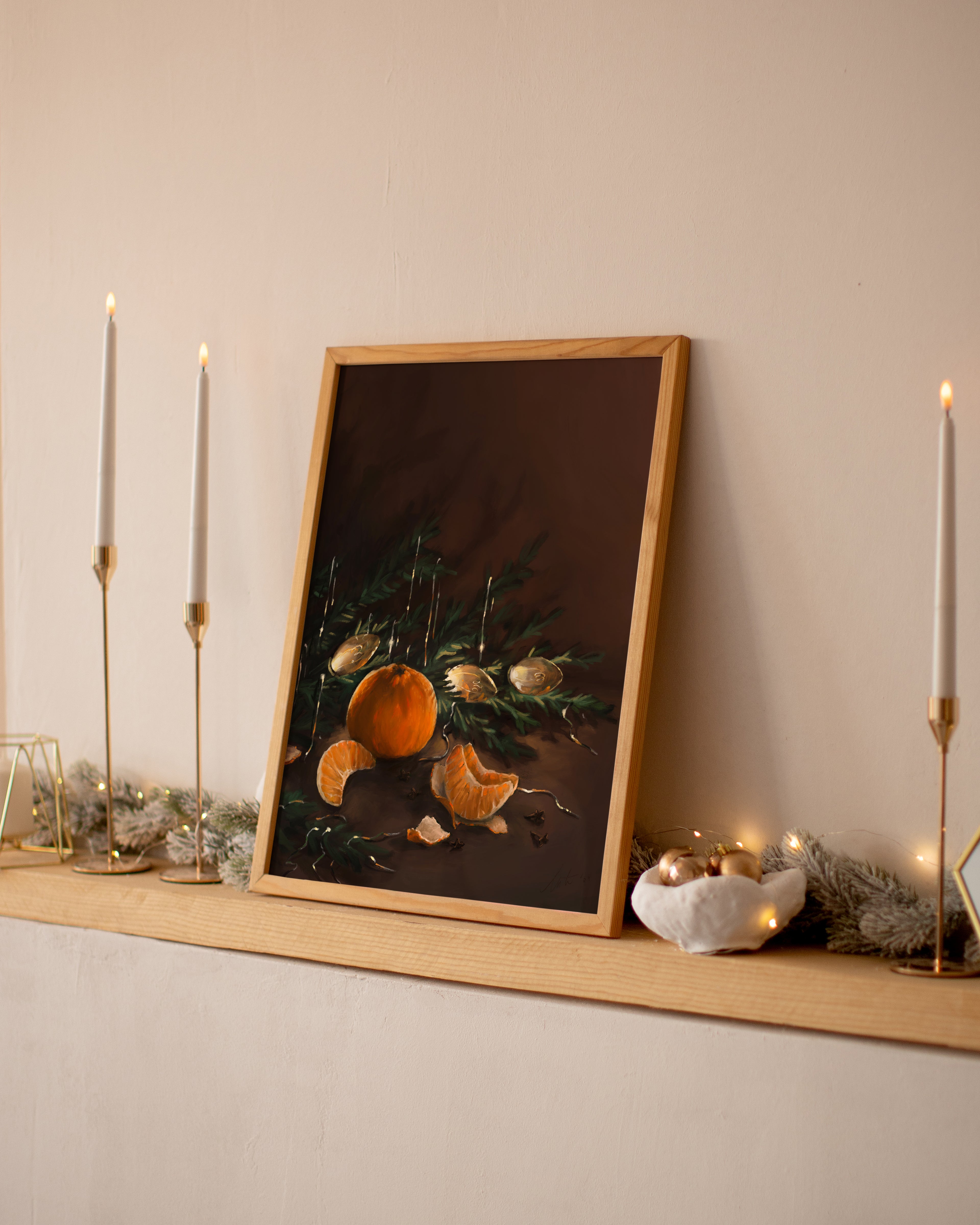 "Clementine" by Catherine Hébert - Christmas Themed Art Print – Signed Limited Edition Art Print – Floral, Holidays, Nature Wall Art – Living Room, Kitchen Decor – Gift for A…