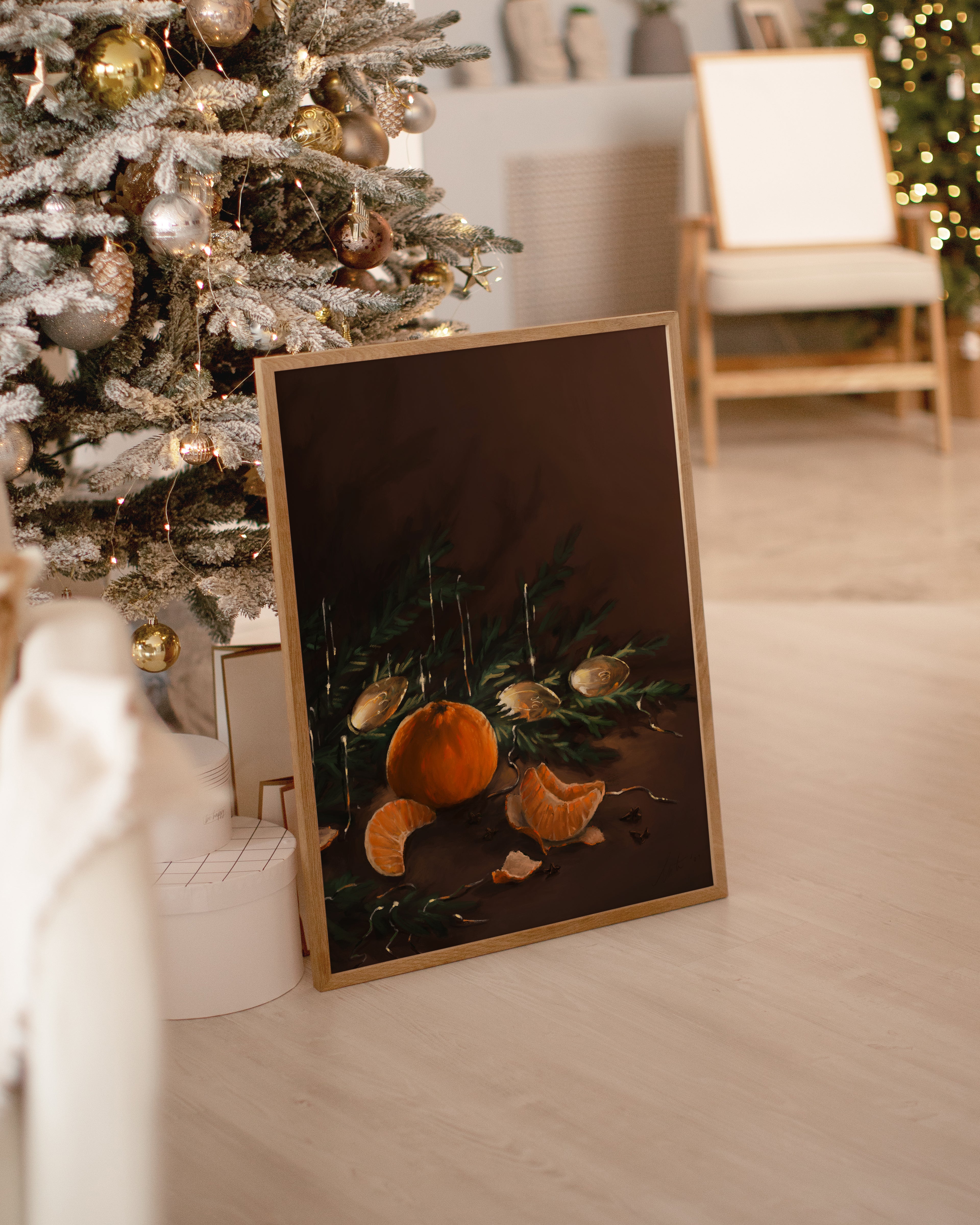 "Clementine" by Catherine Hébert - Christmas Themed Art Print – Signed Limited Edition Art Print – Floral, Holidays, Nature Wall Art – Living Room, Kitchen Decor – Gift for A…