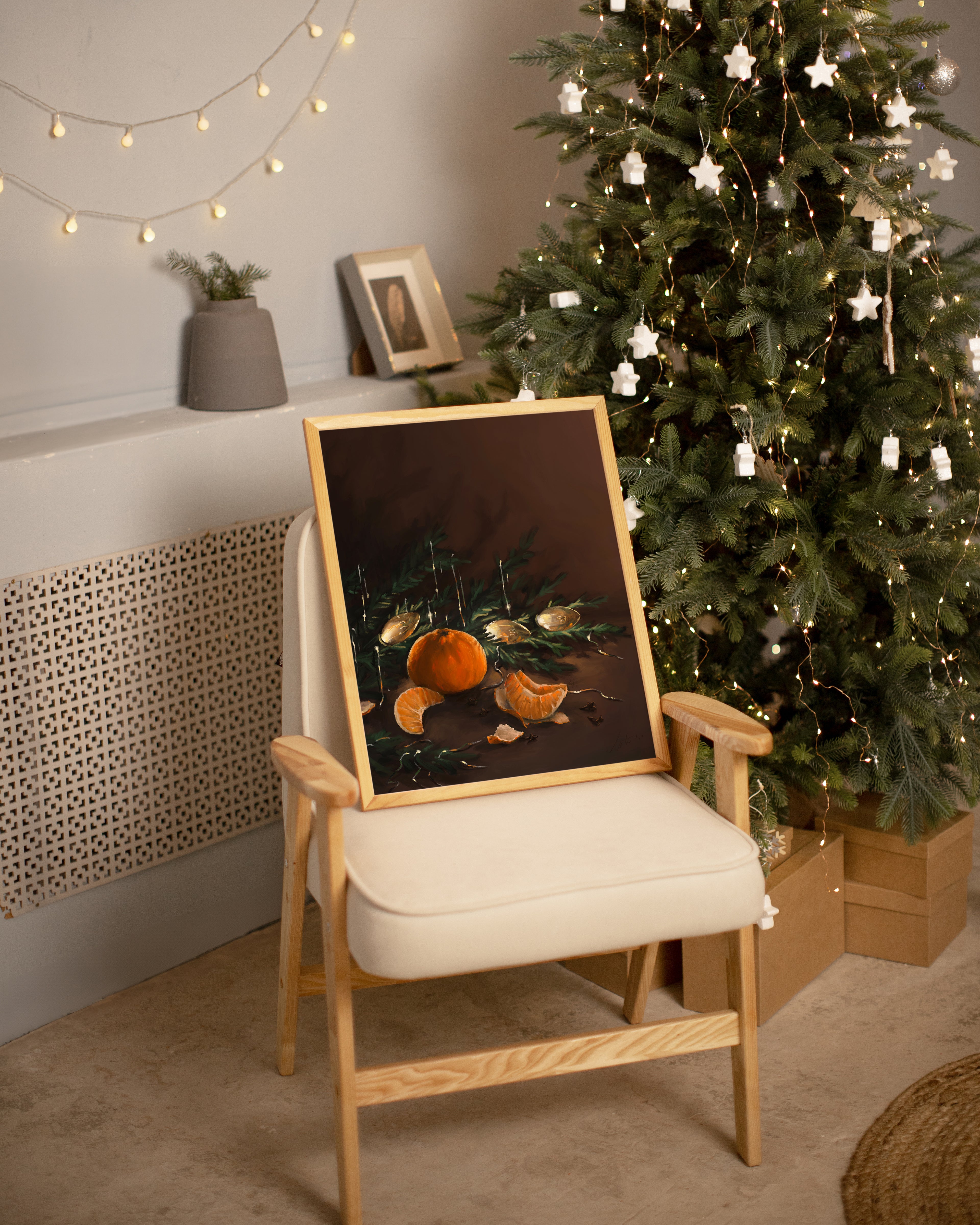 "Clementine" by Catherine Hébert - Christmas Themed Art Print – Signed Limited Edition Art Print – Floral, Holidays, Nature Wall Art – Living Room, Kitchen Decor – Gift for A…