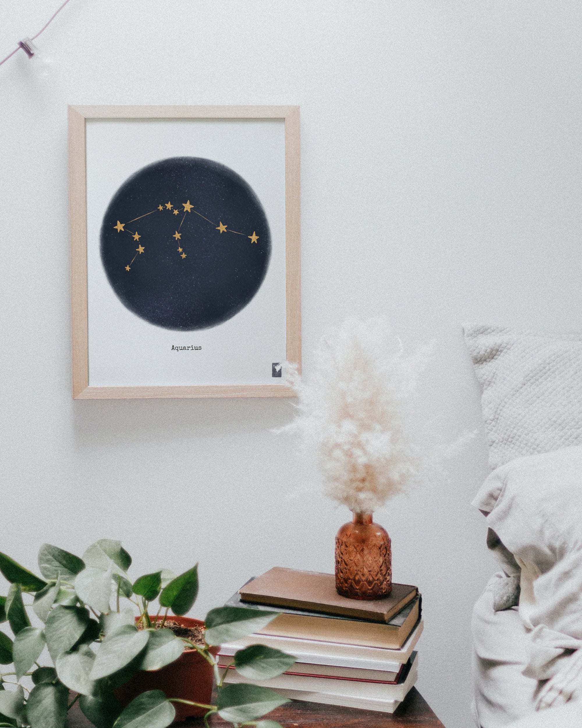 "Aquarius ♒" by Catherine Hébert - Aquarius Zodiac Constellation Fine Art Print – Living Room, Kids Room Decor – Gift for Boy or Girl