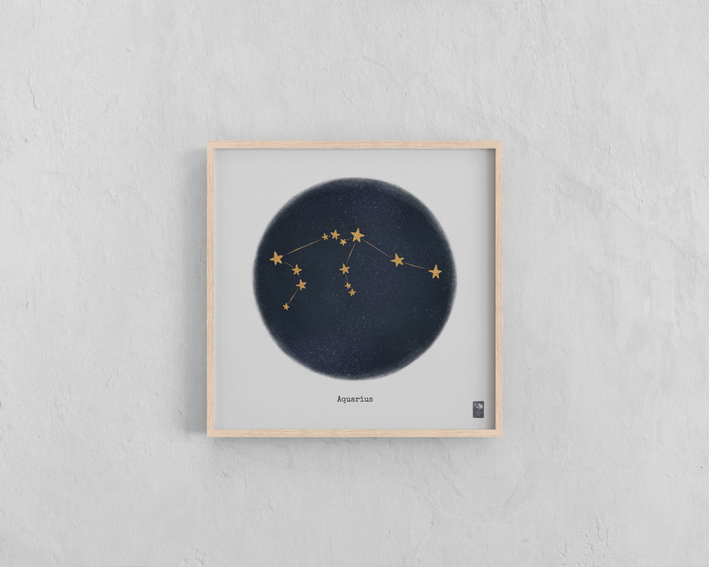 "Aquarius ♒" by Catherine Hébert - Aquarius Zodiac Constellation Fine Art Print