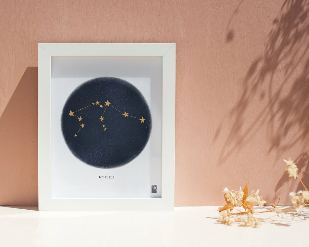 "Aquarius ♒" by Catherine Hébert - Aquarius Zodiac Constellation Fine Art Print