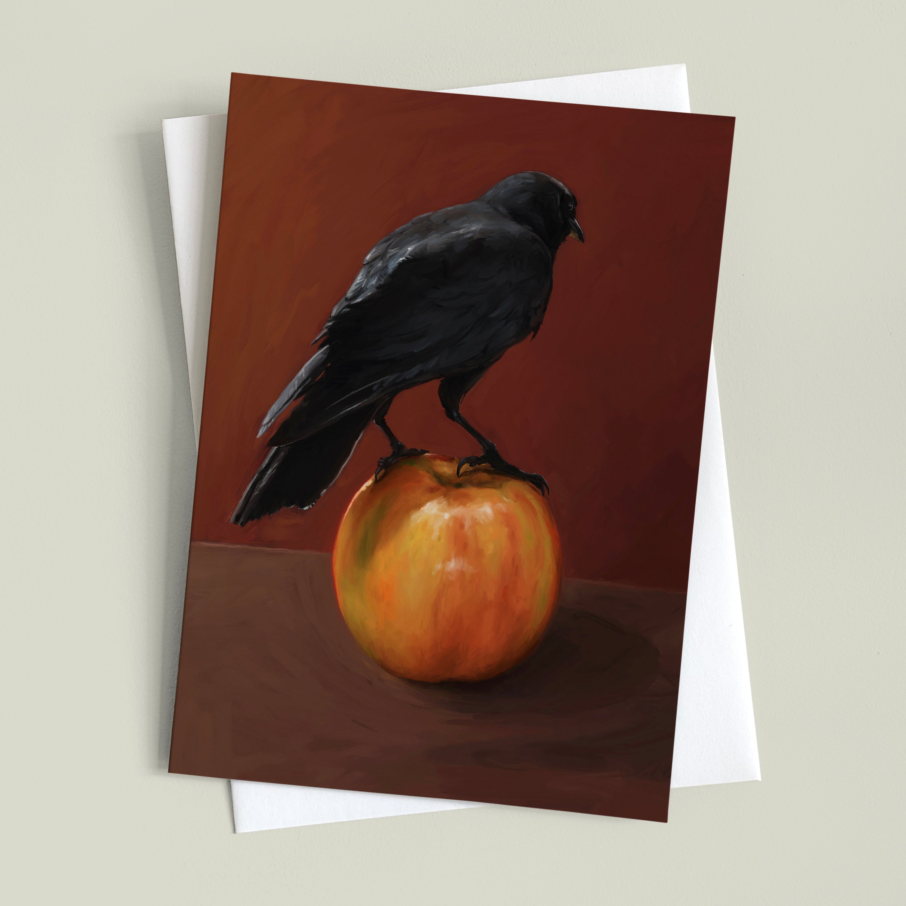 "Crownelius Crowmwell Greeting Card" by Catherine Hébert - Crow Fine Art Greeting Card