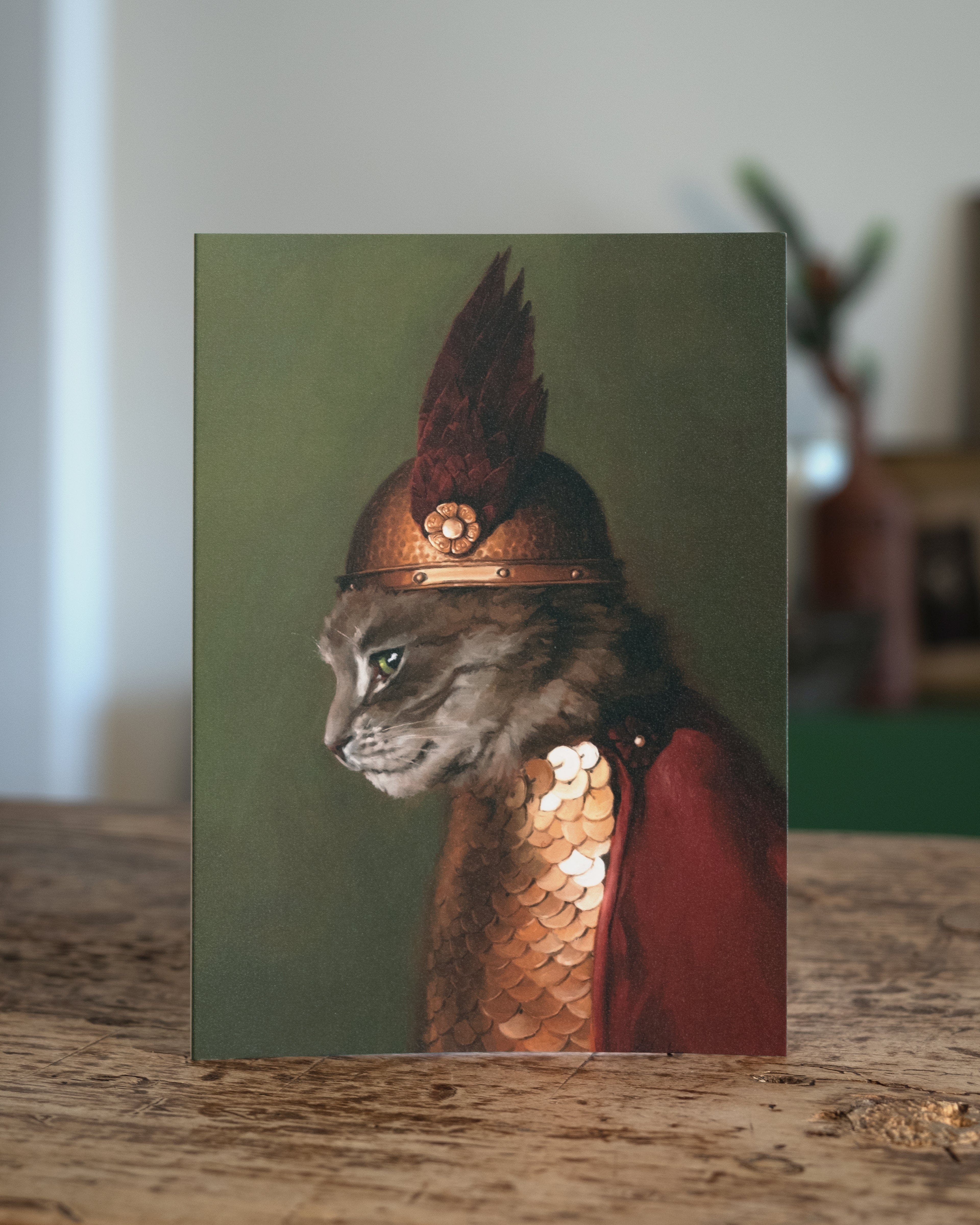 "Brünnhilde" by Catherine Hébert - Viking Valkyrie Cat - Blank 5"x7" Greeting Card – Blank 5x7 Greeting Card – Gift for Cat Lover