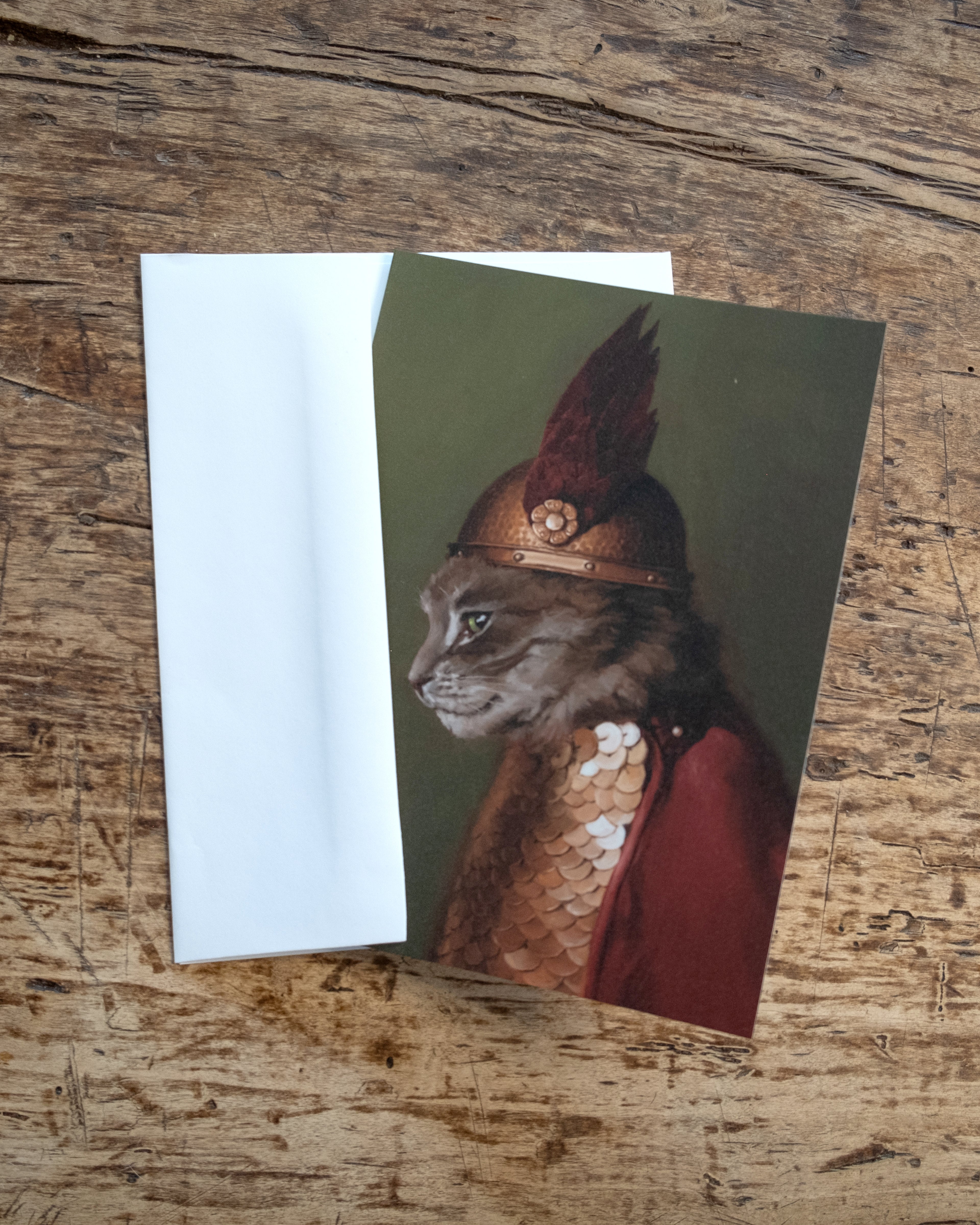"Brünnhilde" by Catherine Hébert - Viking Valkyrie Cat - Blank 5"x7" Greeting Card – Blank 5x7 Greeting Card – Gift for Cat Lover