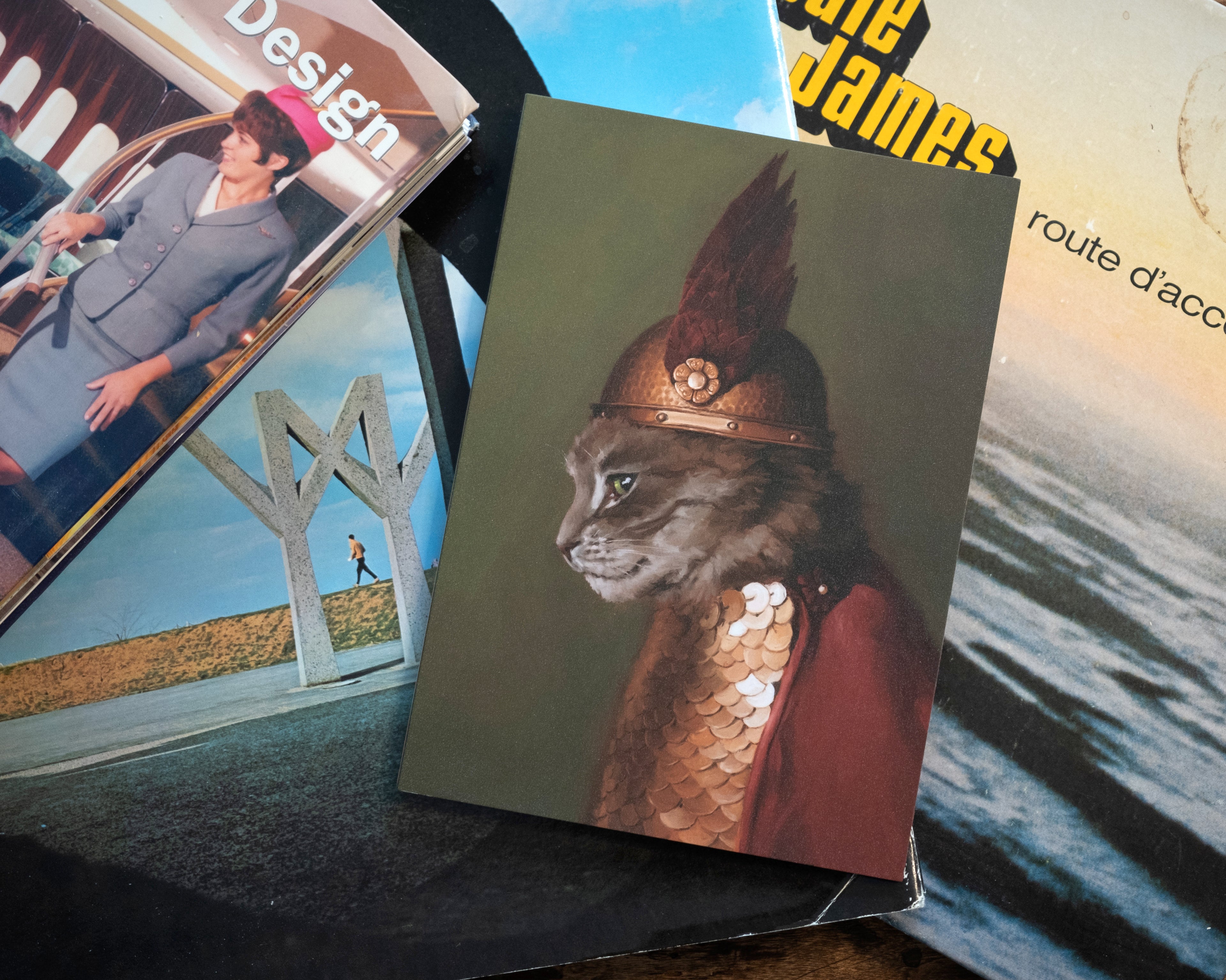 "Brünnhilde" by Catherine Hébert - Viking Valkyrie Cat - Blank 5"x7" Greeting Card – Blank 5x7 Greeting Card – Gift for Cat Lover