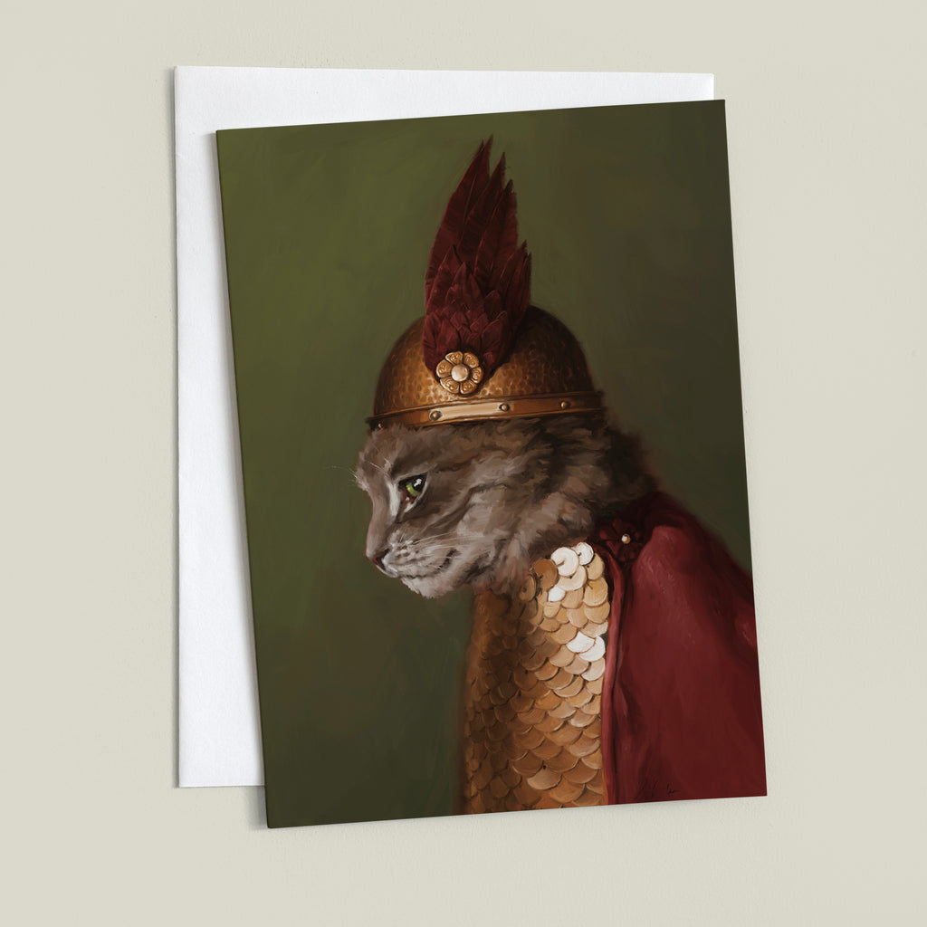 "Brünnhilde Greeting Card" by Catherine Hébert - Viking Cat Brünnhilde Greeting Card