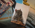 "Brigette With A Bagel" by Catherine Hébert - Grey Squirrel with a Bagel - Blank 5"x7" Greeting Card