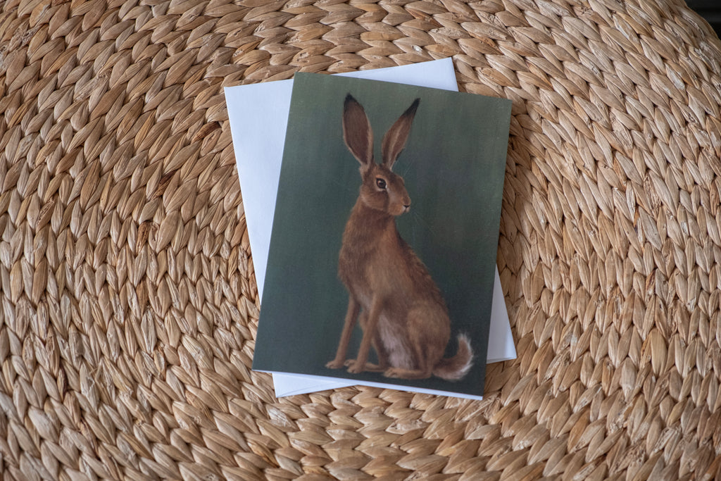 "The Hare" by Catherine Hébert - Woodland Hare - Blank 5"x7" Greeting Card