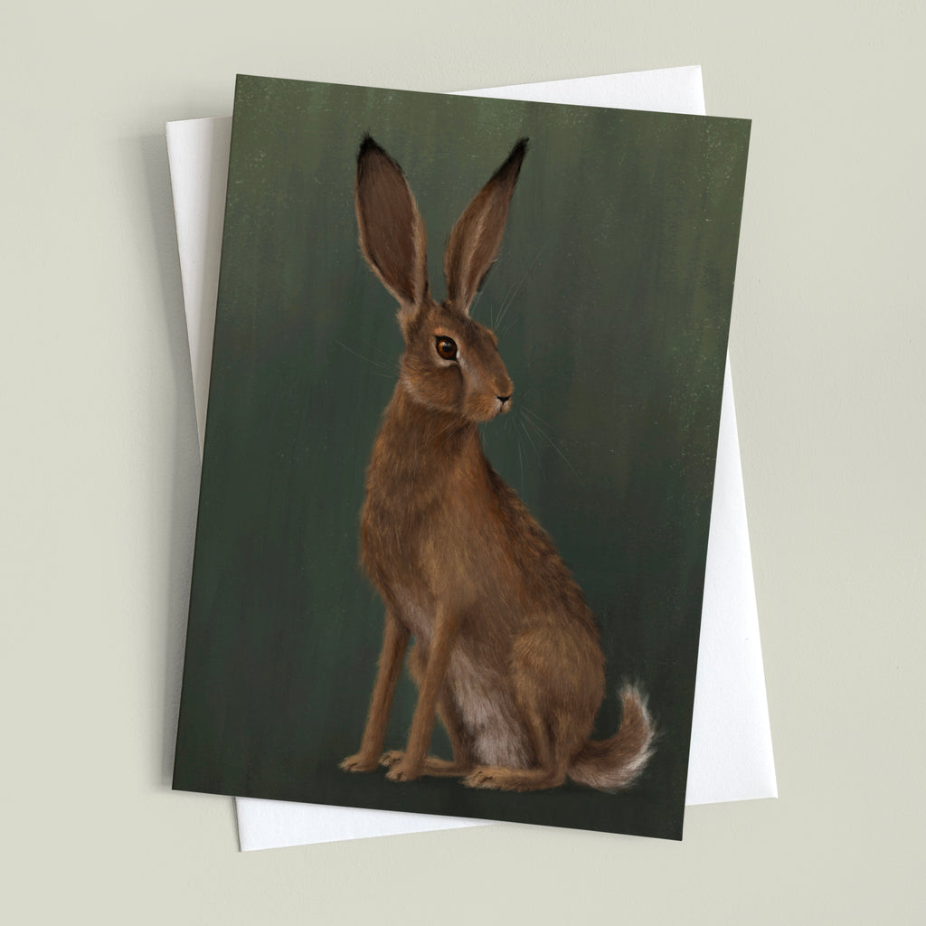 "The Hare Greeting Card" by Catherine Hébert - Hare Fine Art Greeting Card
