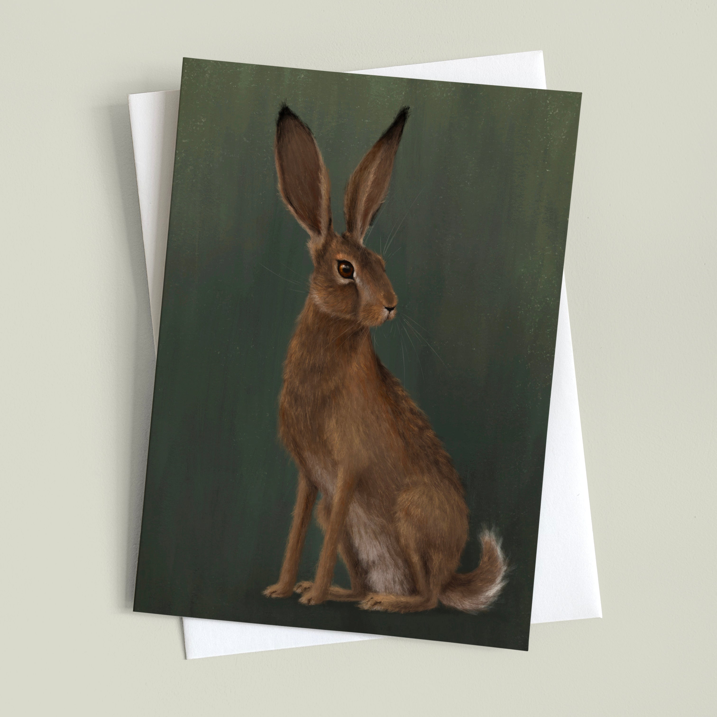 "The Hare Greeting Card" by Catherine Hébert - Hare Fine Art Greeting Card