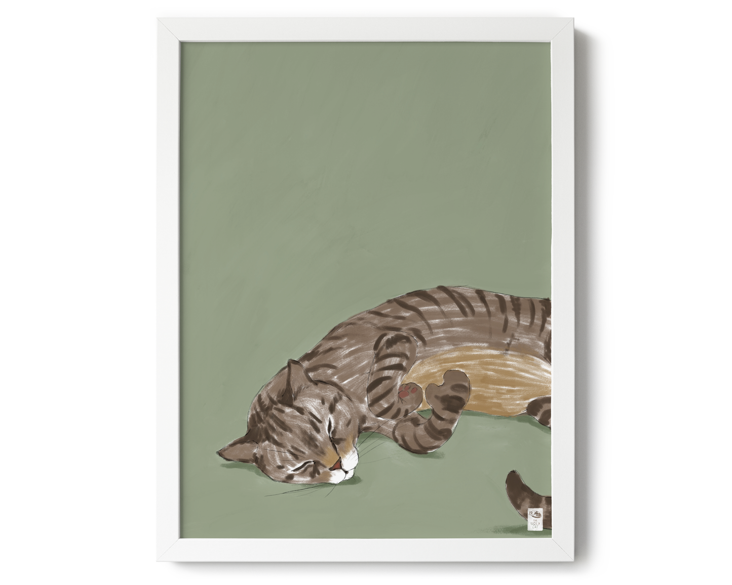 "Isengrin" by Catherine Hébert - Striped Brown Tabby Cat Giclee Art Print - 12"x16" size