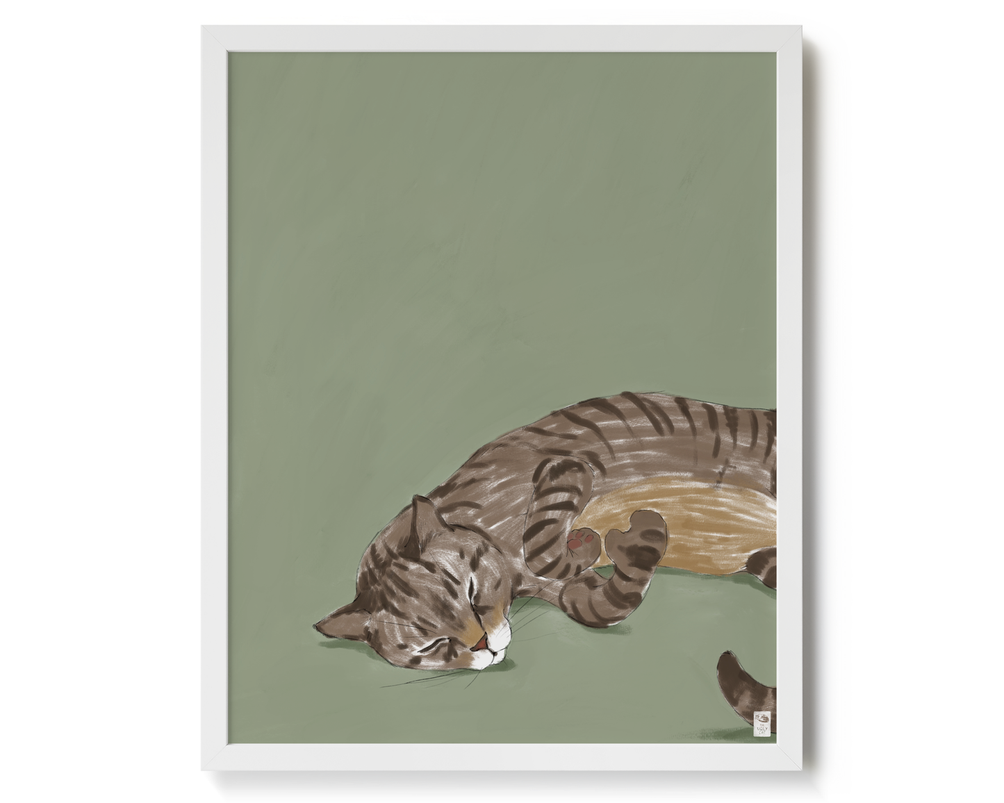 "Isengrin" by Catherine Hébert - Striped Brown Tabby Cat Giclee Art Print - 16"x20" size