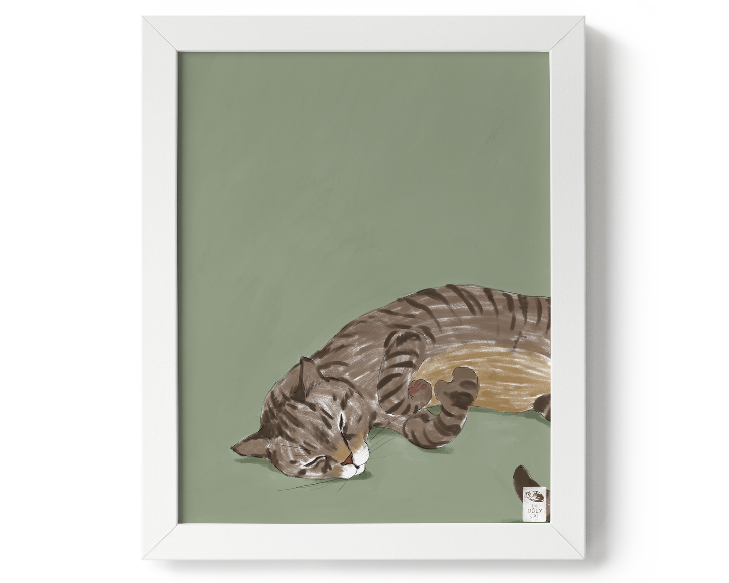 "Isengrin" by Catherine Hébert - Striped Brown Tabby Cat Giclee Art Print - 8"x10" size