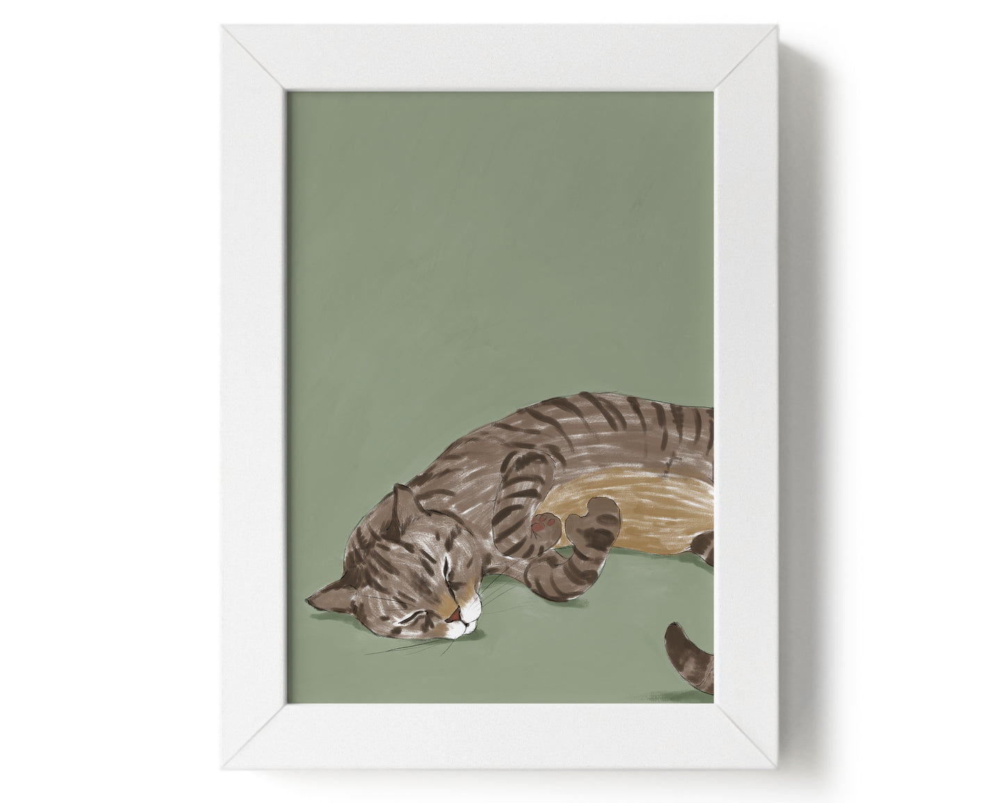 "Isengrin" by Catherine Hébert - Striped Brown Tabby Cat Giclee Art Print - 5"x7" size