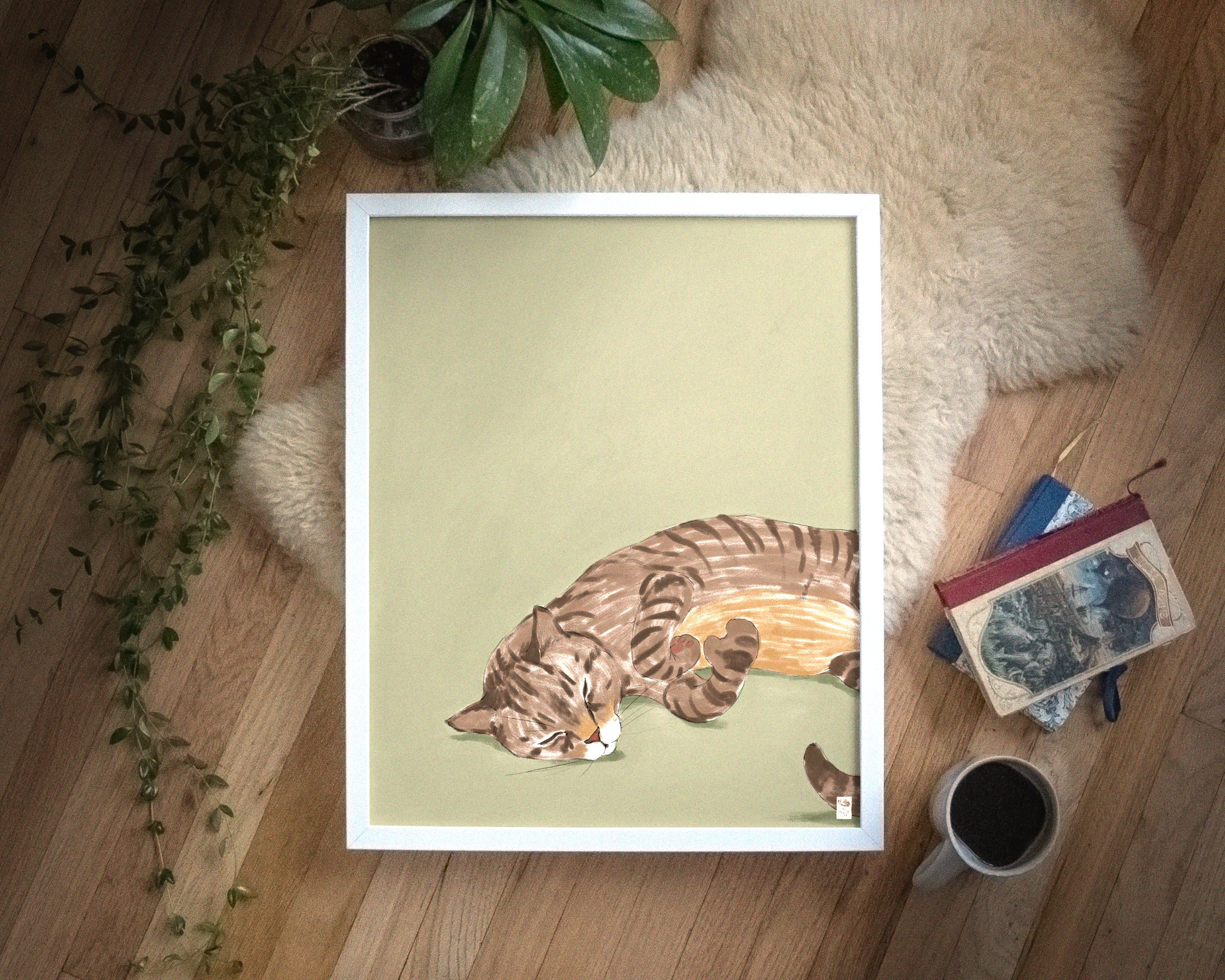 "Isengrin" by Catherine Hébert - Striped Brown Tabby Cat Giclee Art Print