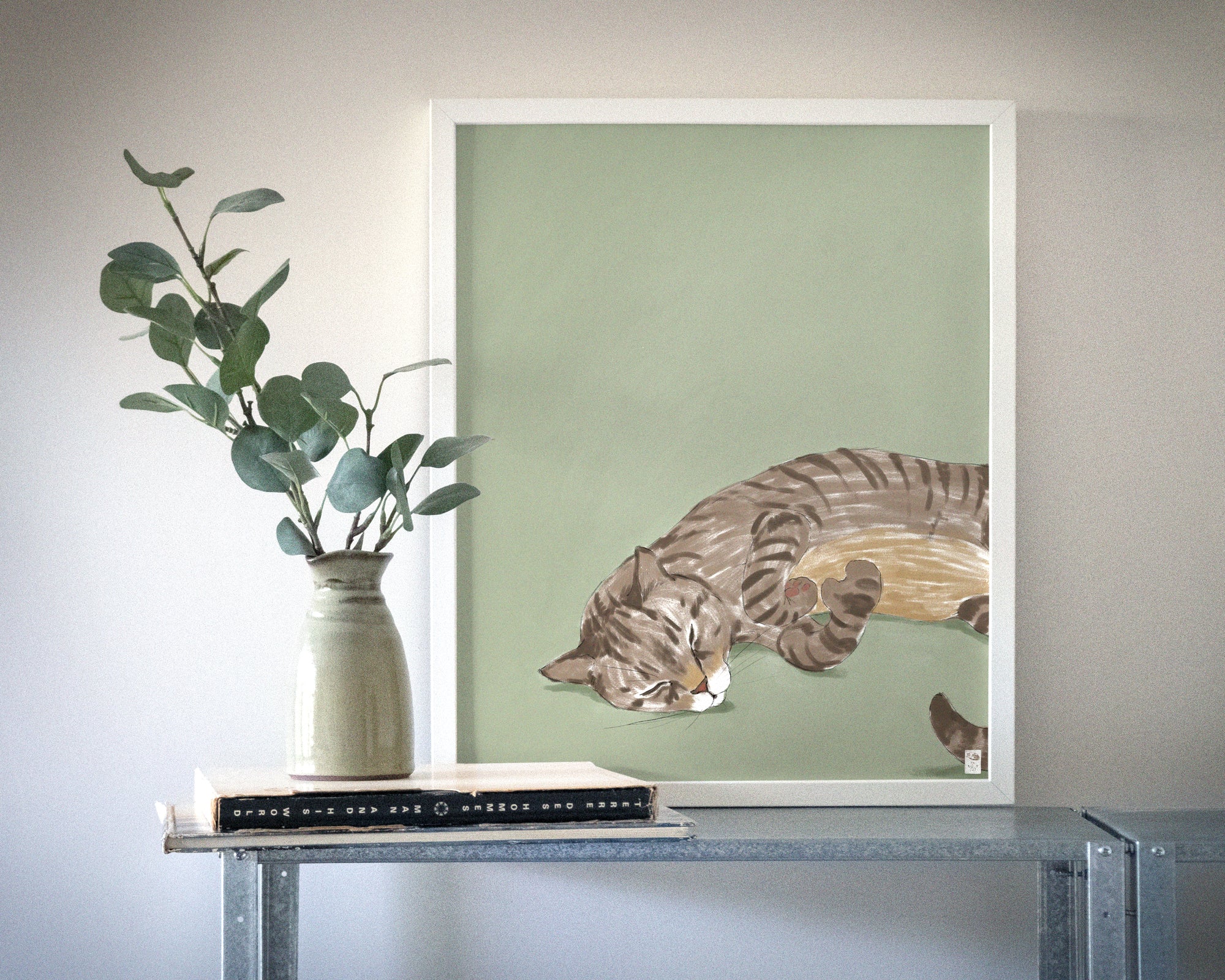 "Isengrin" by Catherine Hébert - Striped Brown Tabby Cat Fine Art Print