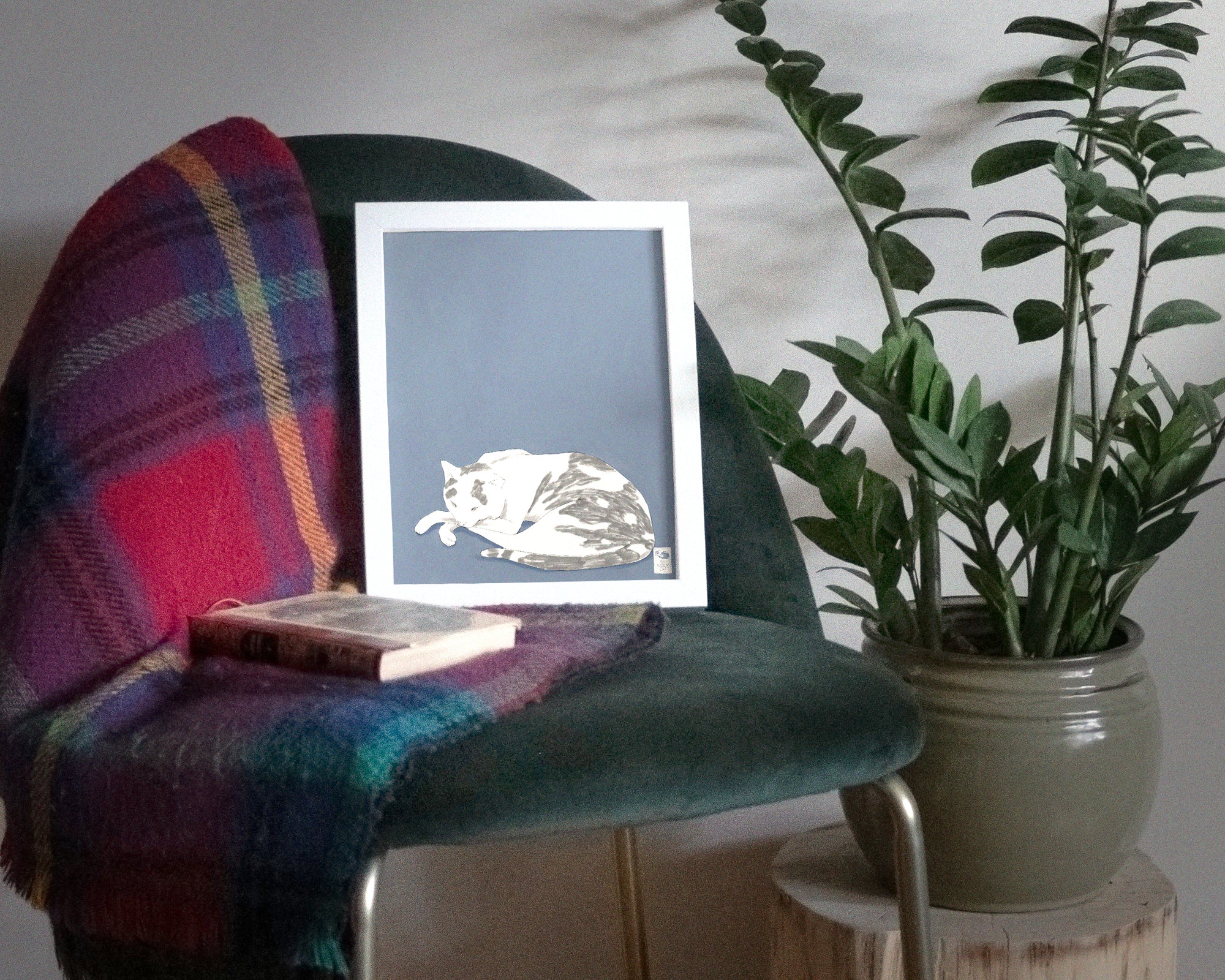 "Russell Sleeping" by Catherine Hébert - Blue Cat Fine Art Print