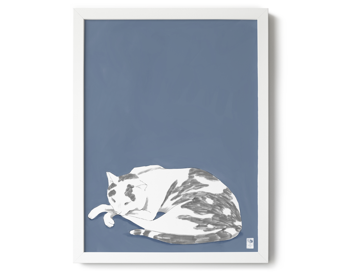 "Russell Sleeping" by Catherine Hébert - Blue Cat Giclee Art Print - 12"x16" size