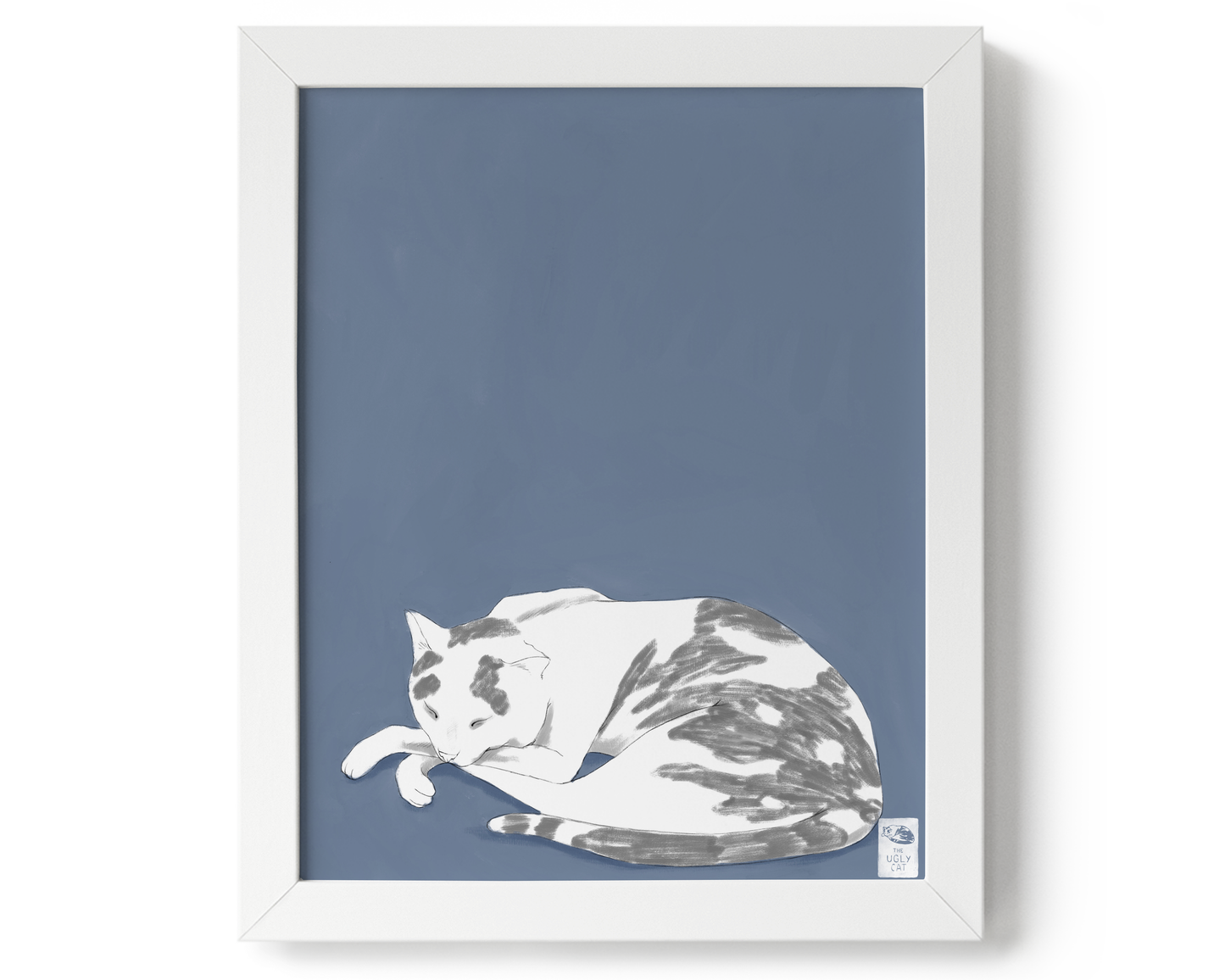 "Russell Sleeping" by Catherine Hébert - Blue Cat Giclee Art Print - 8"x10" size