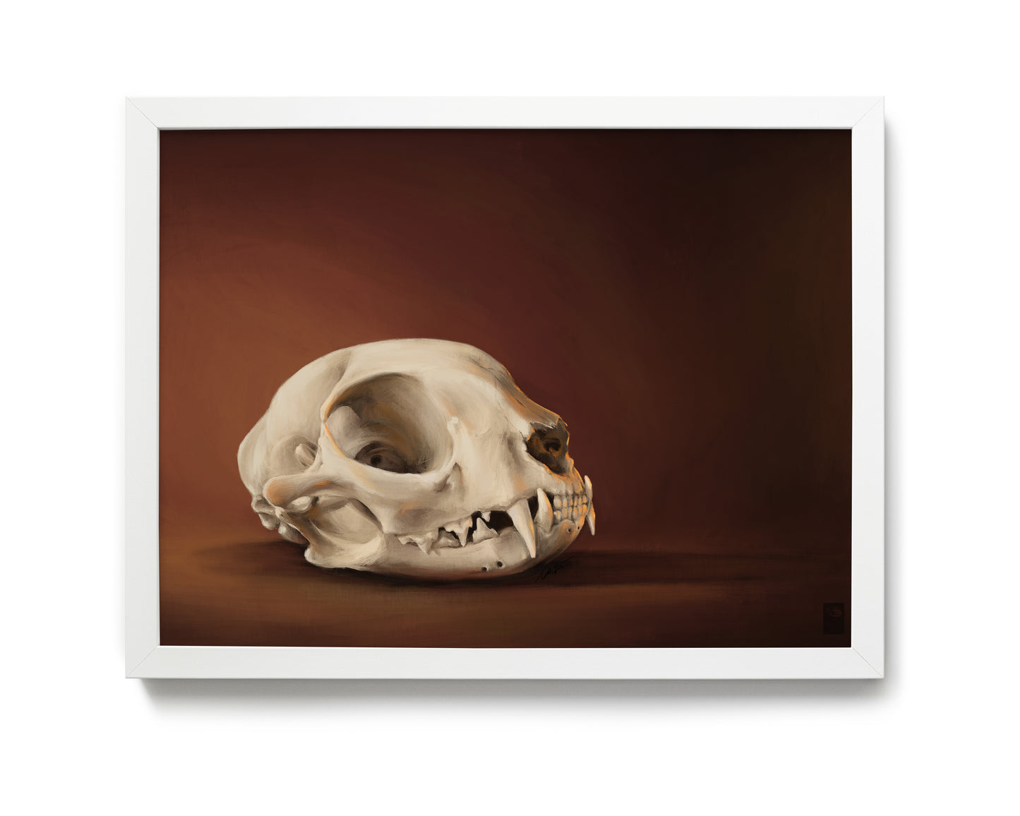 "Cranium Felinum" by Catherine Hébert - Spooky Cat Skull Giclee Art Print - 12"x16" size