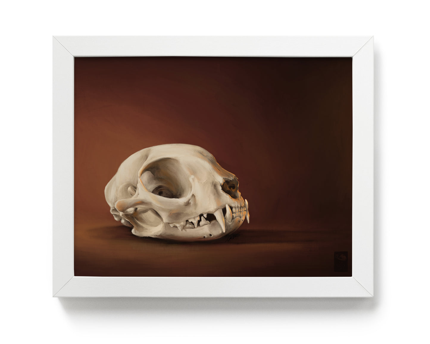 "Cranium Felinum" by Catherine Hébert - Spooky Cat Skull Giclee Art Print - 8"x10" size