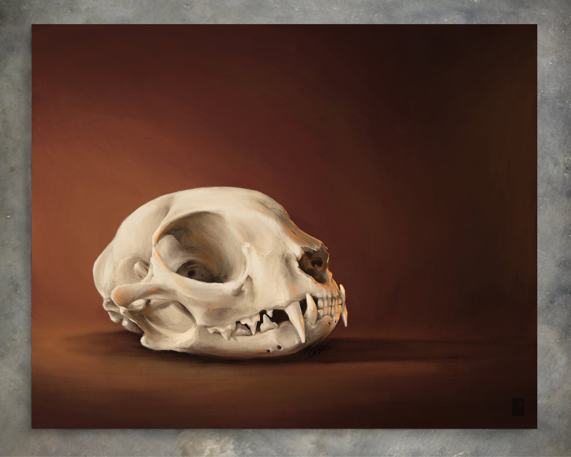"Cranium Felinum" by Catherine Hébert - Spooky Cat Skull Giclee Art Print