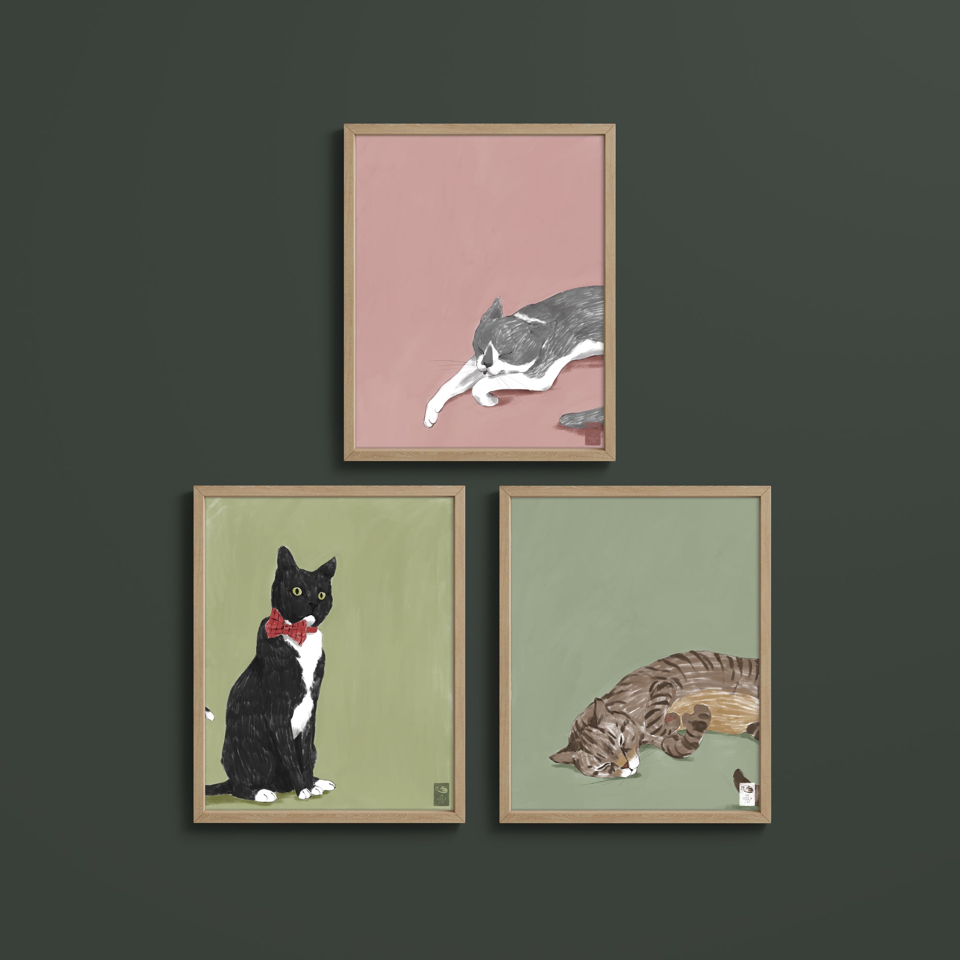 "Colourful Cats 8"x10" Set Volume 1" by Catherine Hébert - Bundle of Three Cat Art Prints