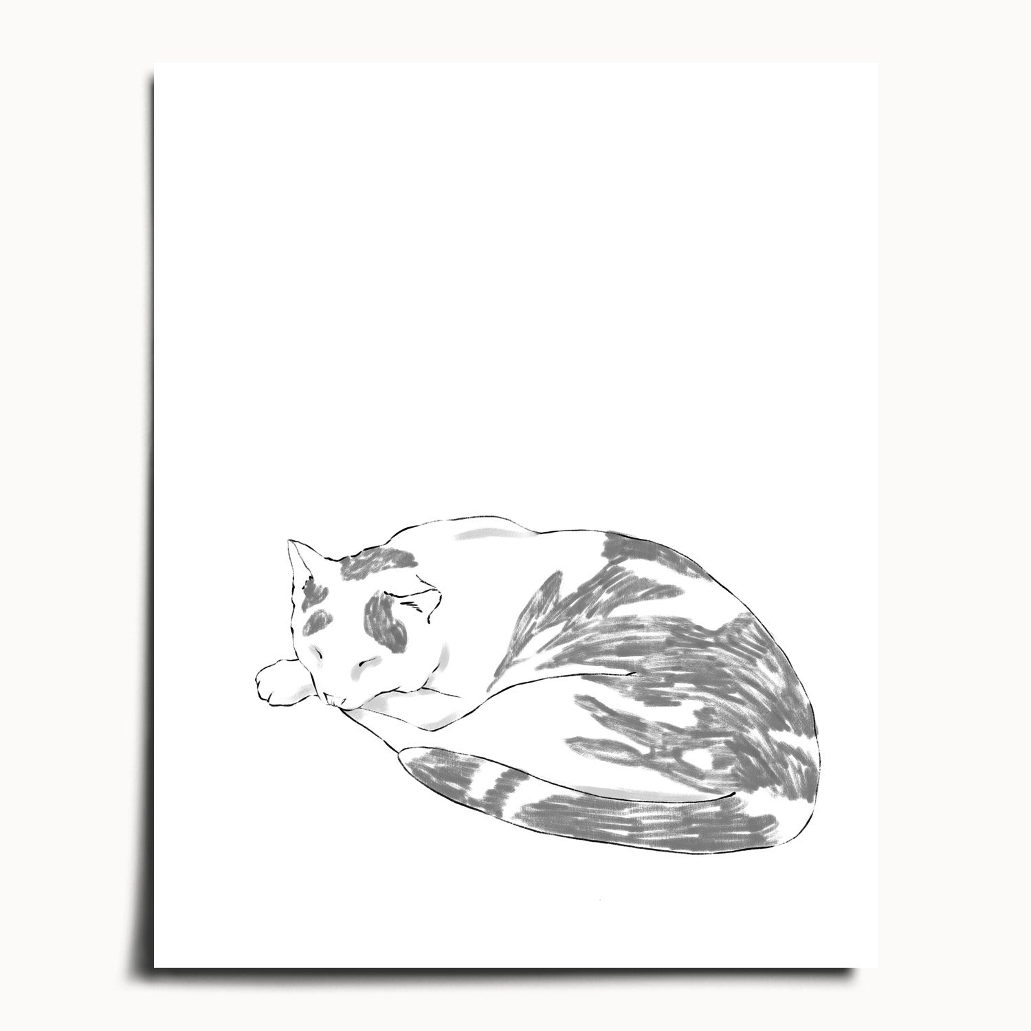 "The Original Russell" by Catherine Hébert - Minimalist Striped Cat Fine Art Print - 16"x20" size