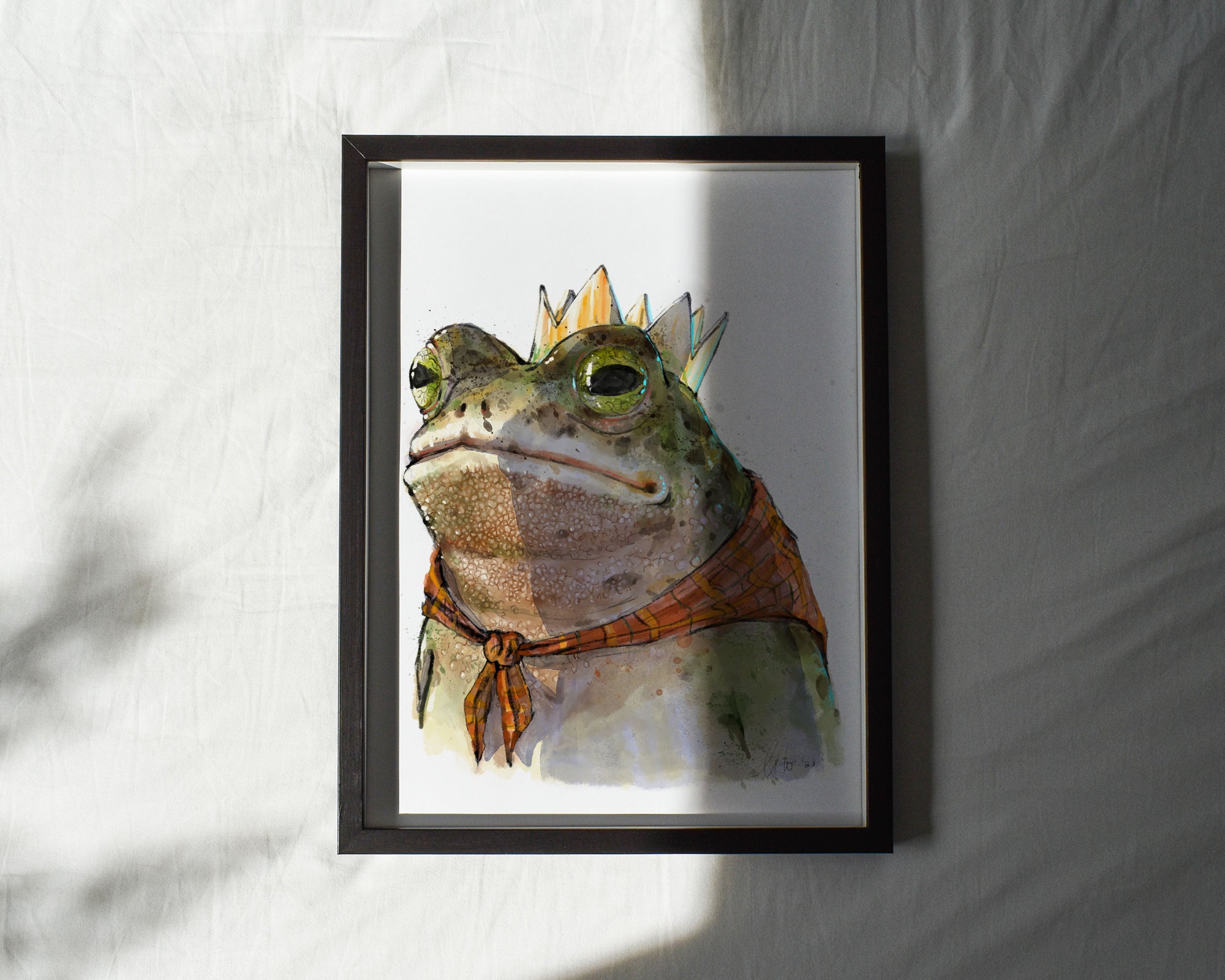 "Monarch of the Marsh" by Catherine Hébert - Toad King Watercolour Fine Art Print