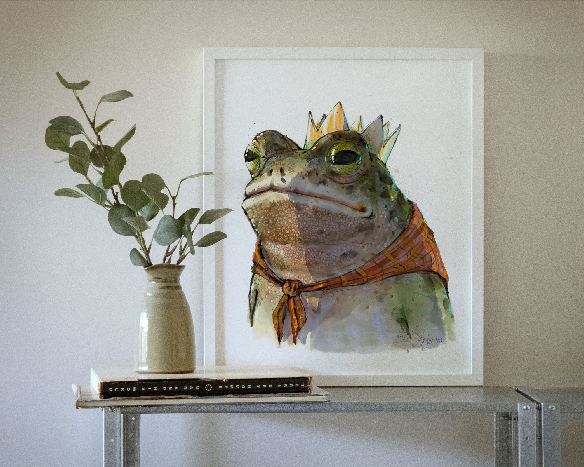 "Monarch of the Marsh" by Catherine Hébert - Toad King Watercolour Fine Art Print