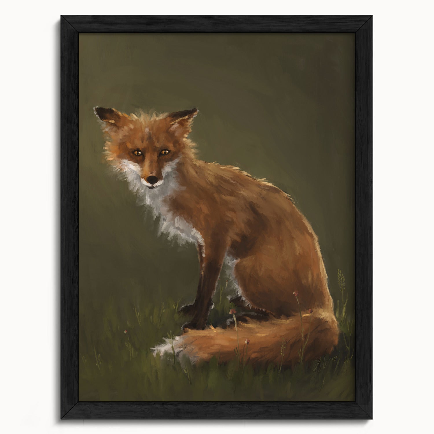 "The Fox" by Catherine Hébert - Forest Fox Oil Painting Fine Art Print - 12"x16" size