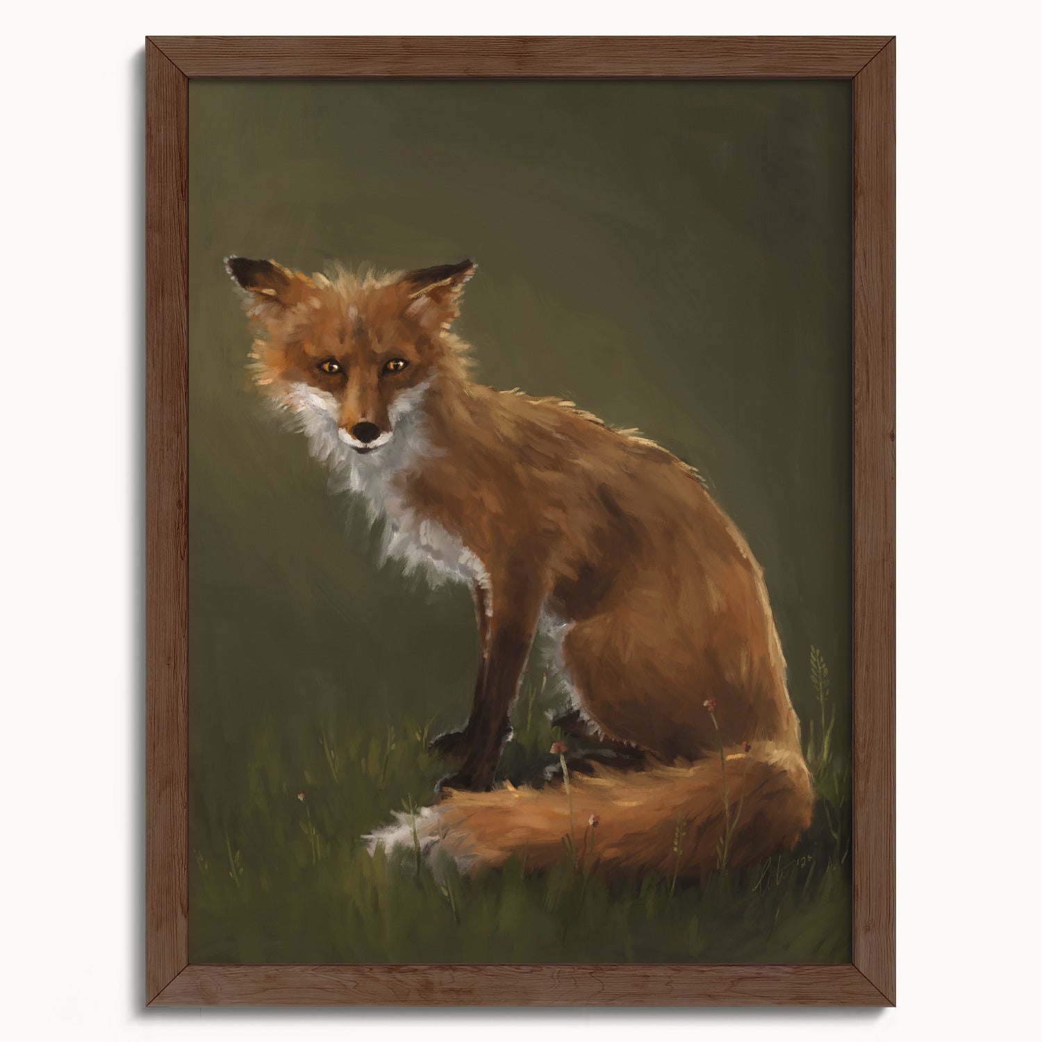 "The Fox" by Catherine Hébert - Forest Fox Oil Painting Fine Art Print - 12"x16" size
