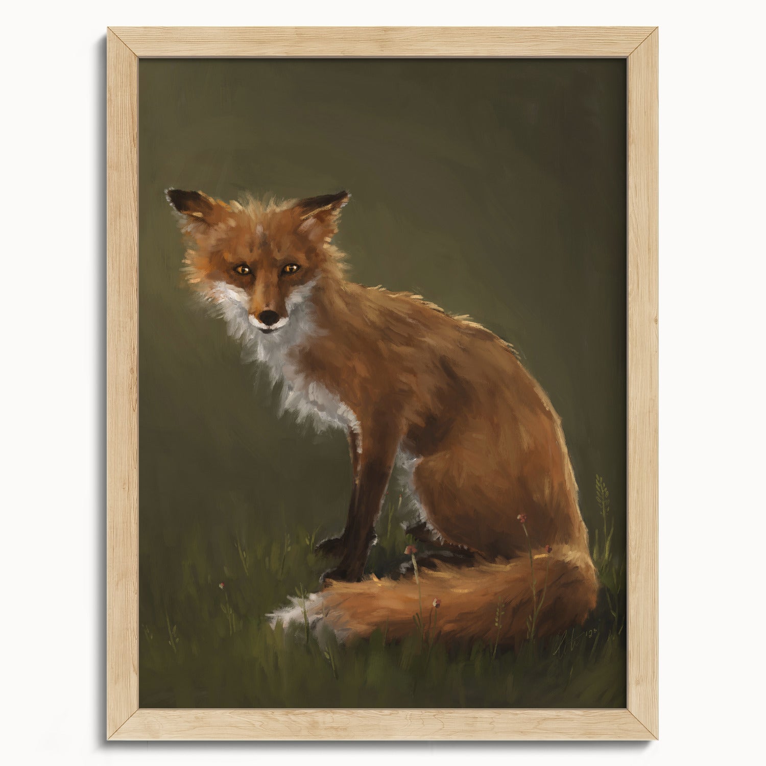 "The Fox" by Catherine Hébert - Forest Fox Oil Painting Fine Art Print - 12"x16" size