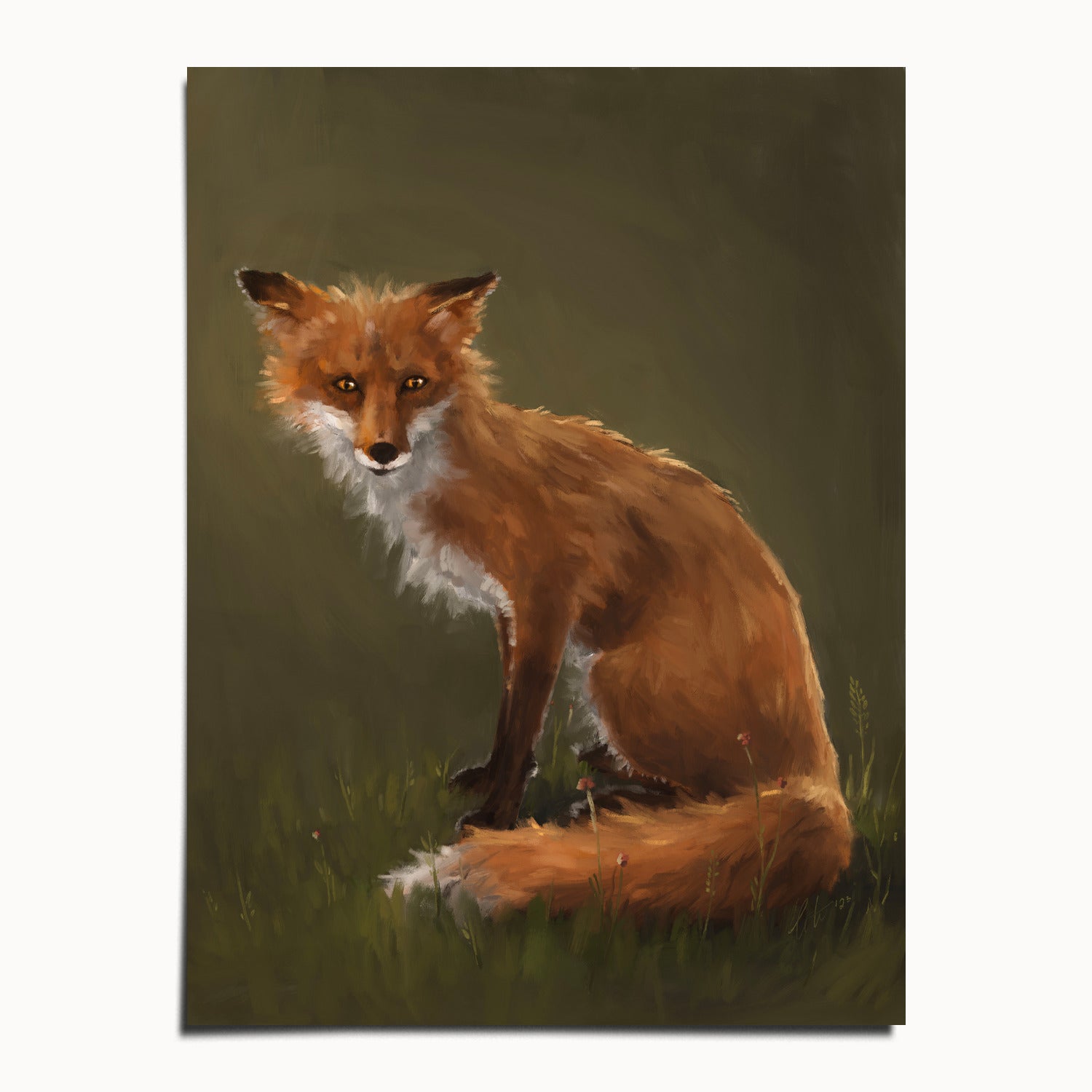 "The Fox" by Catherine Hébert - Forest Fox Oil Painting Fine Art Print - 30"x40" size