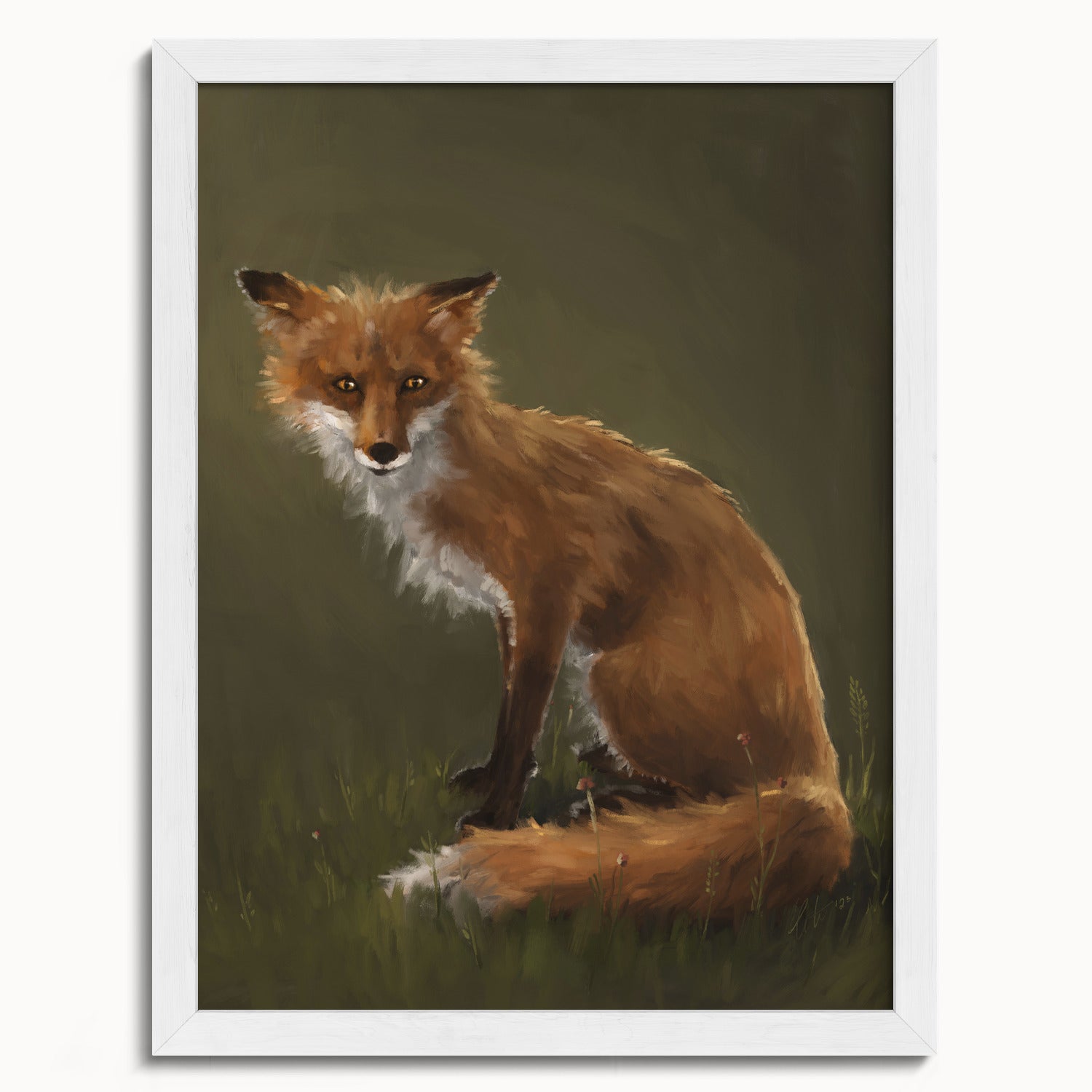 "The Fox" by Catherine Hébert - Forest Fox Oil Painting Fine Art Print - 12"x16" size