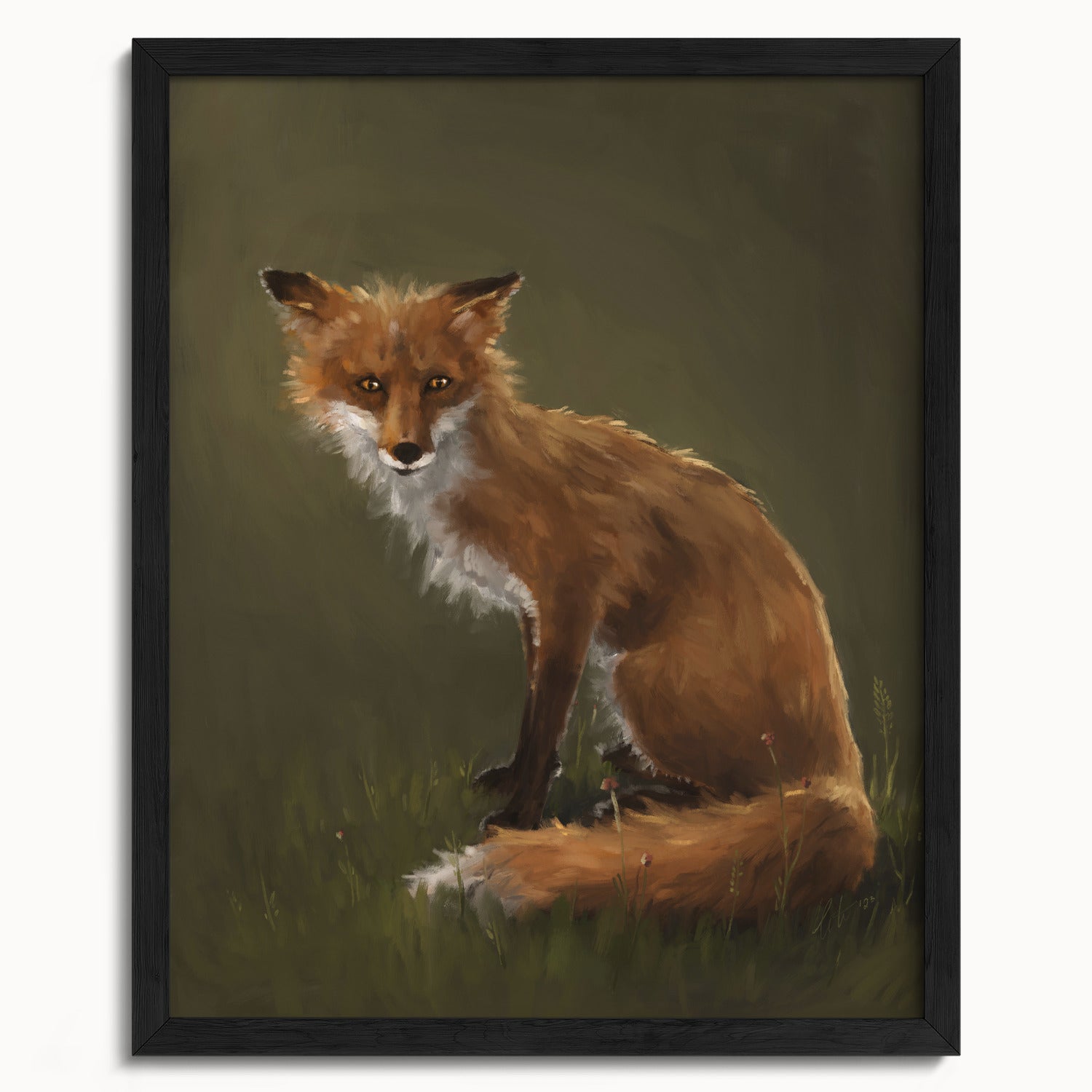 "The Fox" by Catherine Hébert - Forest Fox Oil Painting Fine Art Print - 16"x20" size