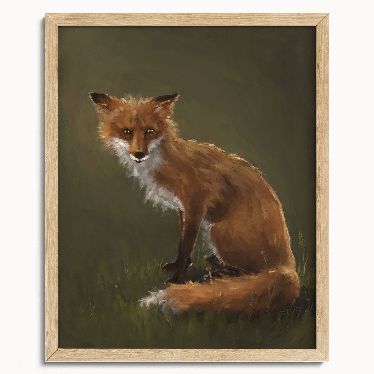 "The Fox" by Catherine Hébert - Forest Fox Oil Painting Fine Art Print - 16"x20" size