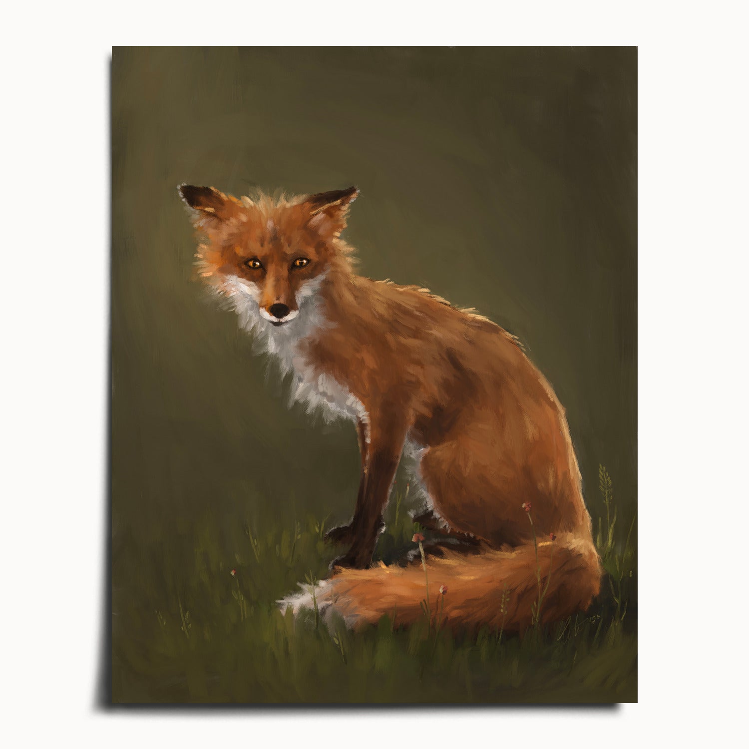 "The Fox" by Catherine Hébert - Forest Fox Oil Painting Fine Art Print - 40"x50" size