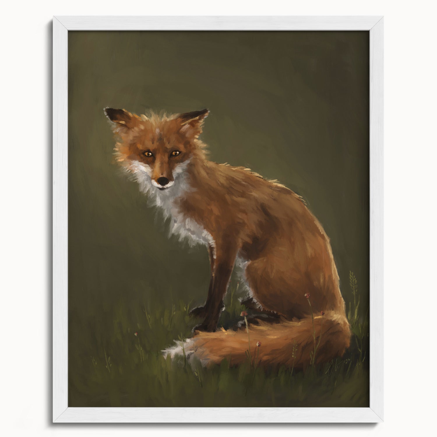 "The Fox" by Catherine Hébert - Forest Fox Oil Painting Fine Art Print - 16"x20" size