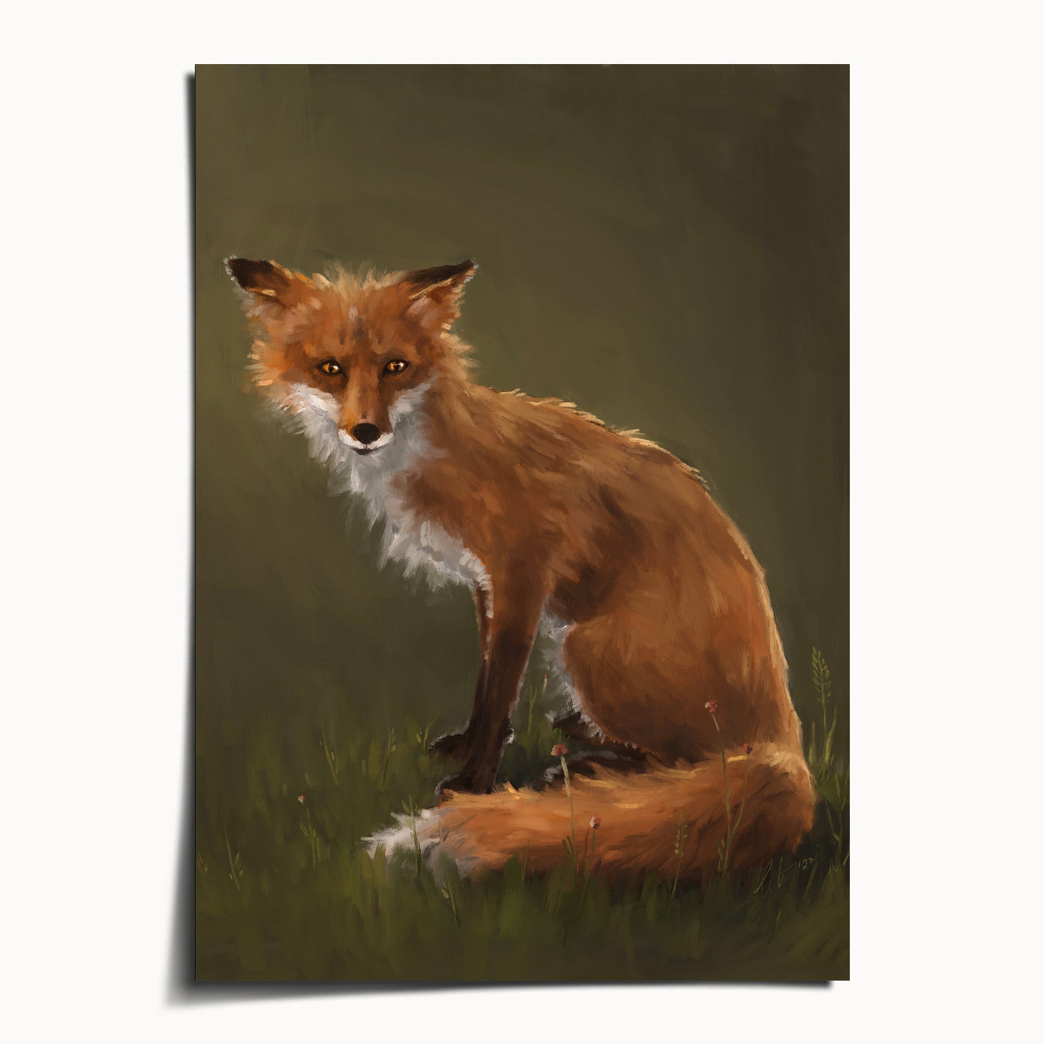"The Fox" by Catherine Hébert - Forest Fox Oil Painting Fine Art Print - 5"x7" size