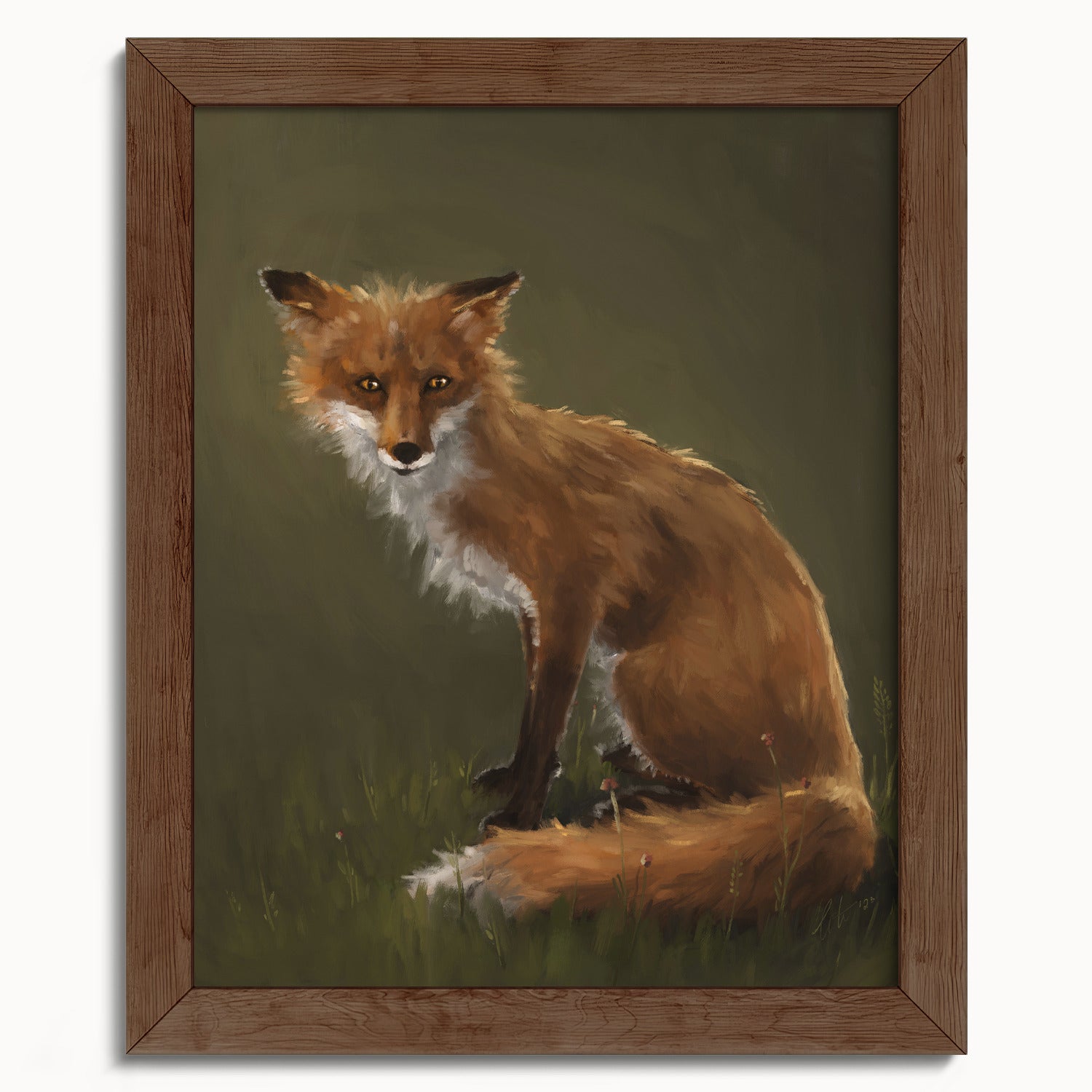 "The Fox" by Catherine Hébert - Forest Fox Oil Painting Fine Art Print - 8"x10" size