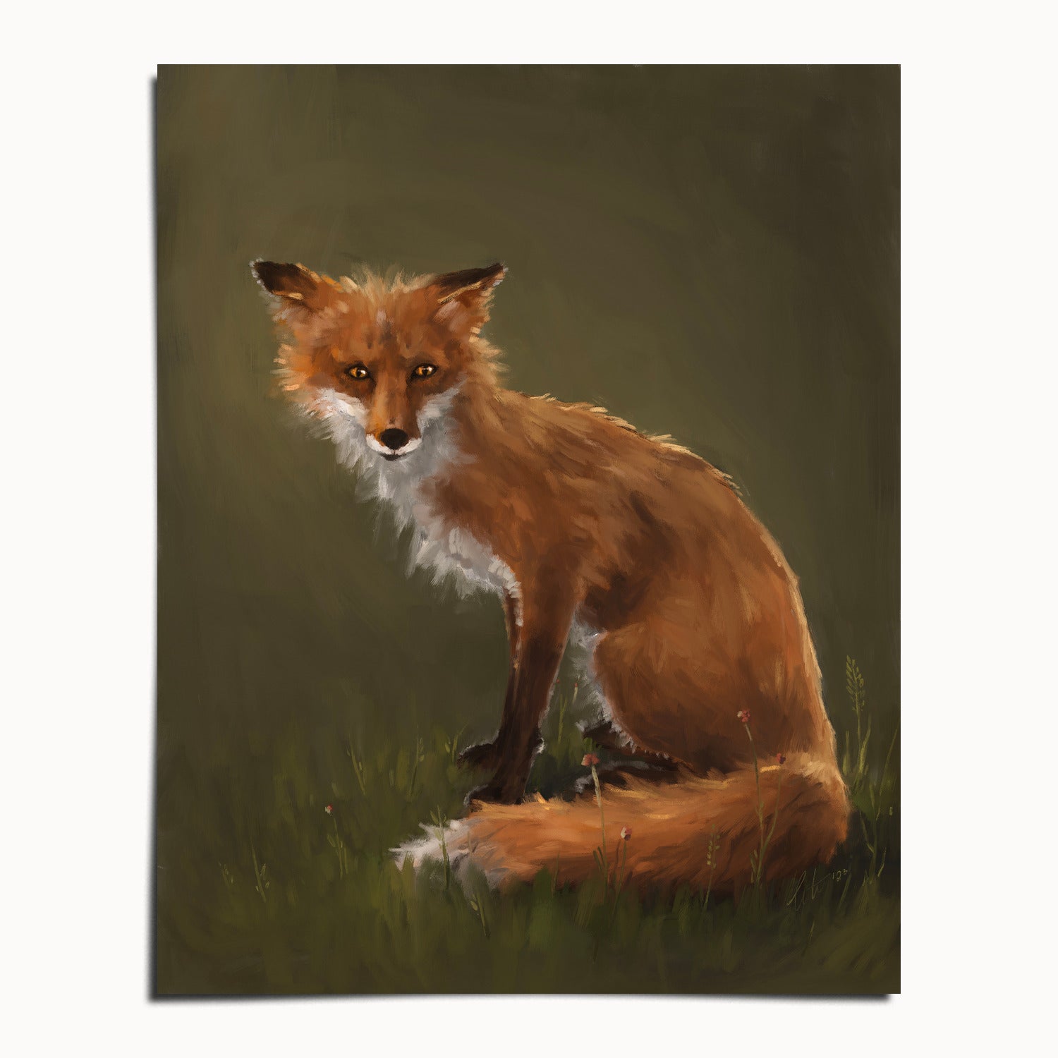 "The Fox" by Catherine Hébert - Forest Fox Oil Painting Fine Art Print - 8"x10" size